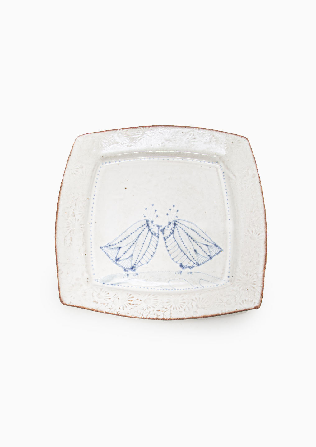 Large Square Platter Love Birds Blue 8