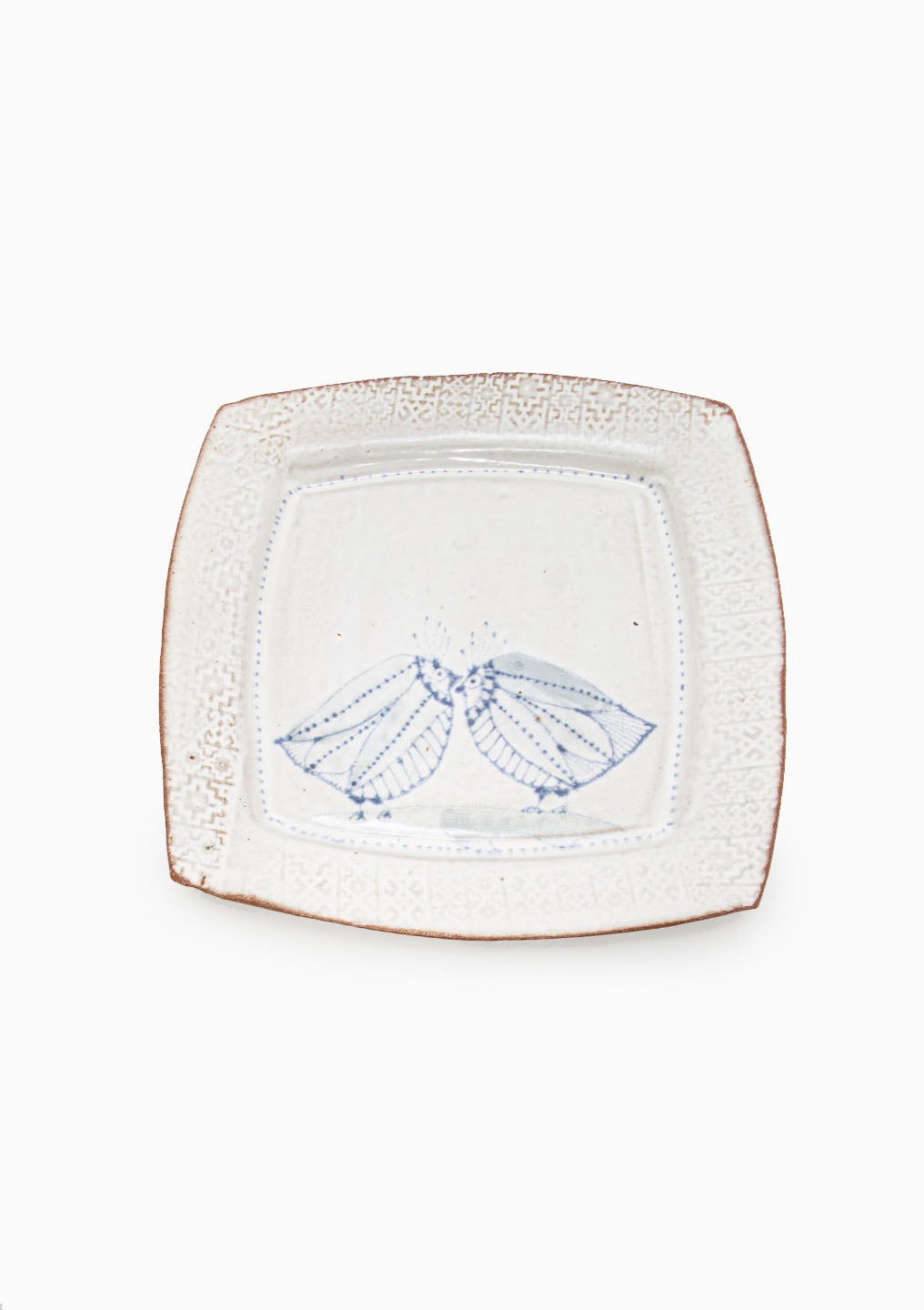 Large Square Platter Love Birds Blue 9