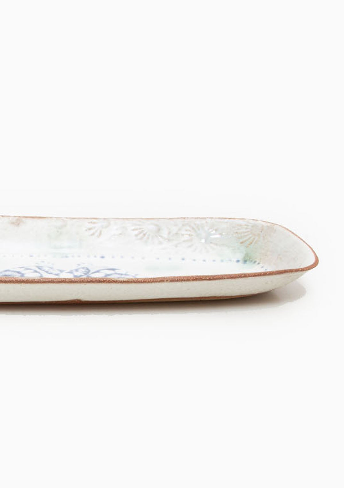 Long Oval Tray Love Birds Blue 1