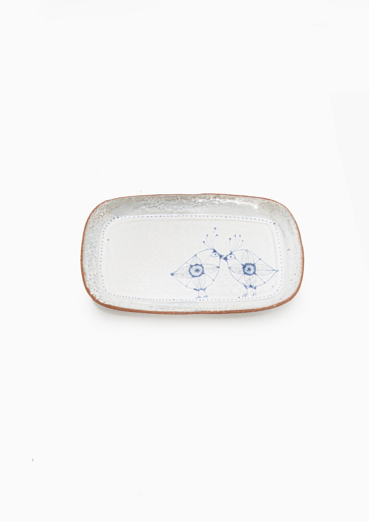 Medium Rectangle Tray Love Birds Blue 2