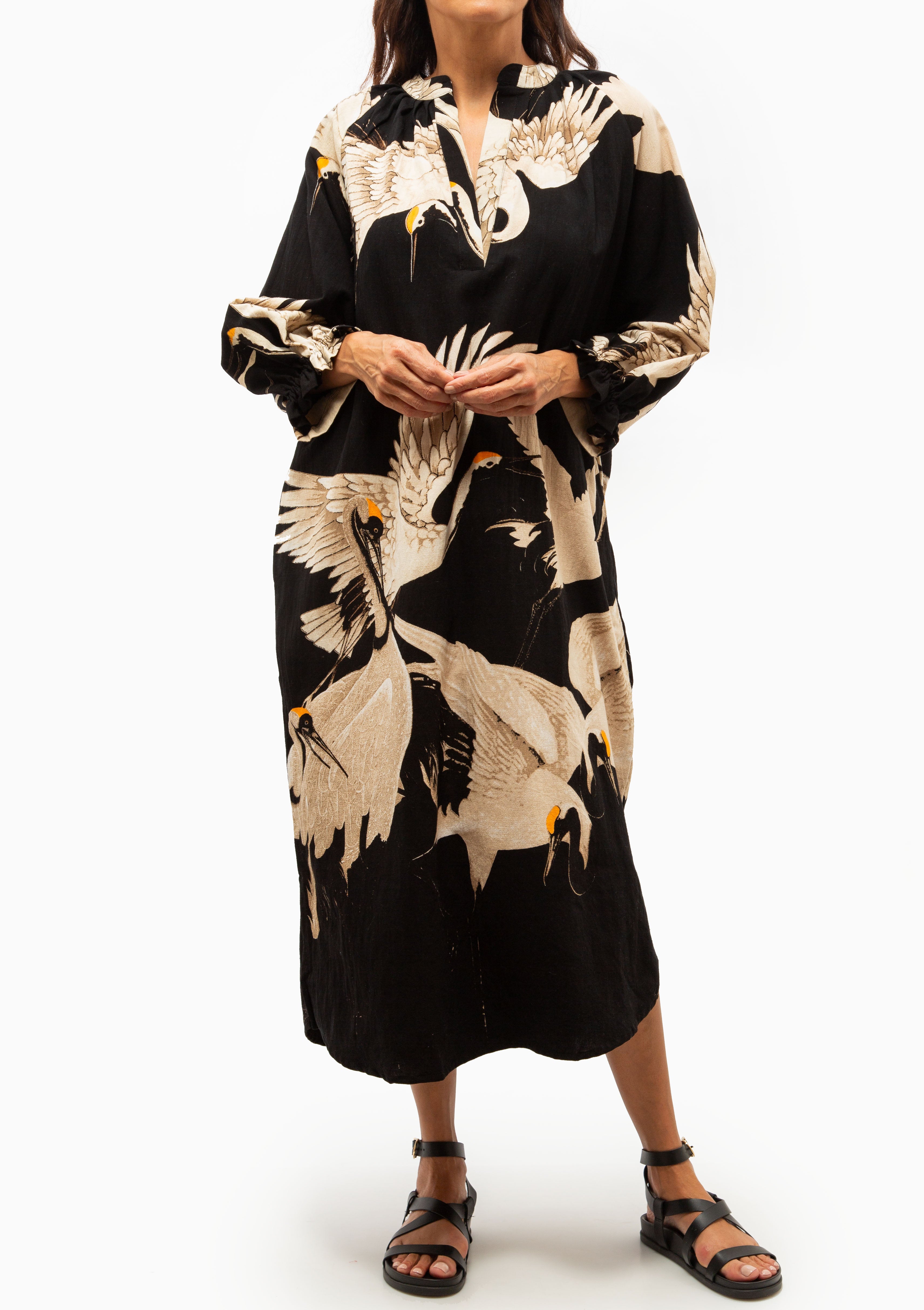 Stork Raglan Dress | Black