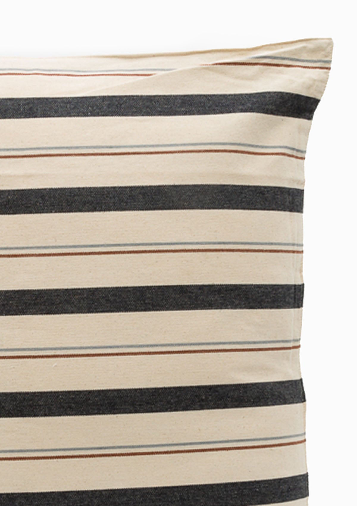 Sustainably crafted 12" x 20" cushion in solid and striped designs, made from over 3,000 hand-dyed yarns using zero-waste methods for Diani Boutique.