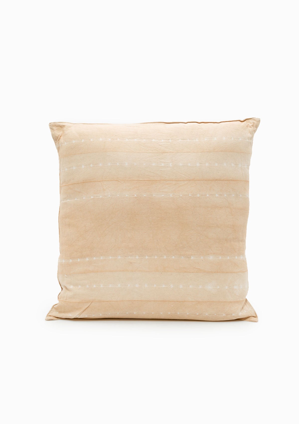 20" x 20" Sunkissed Pebble pillow with subtle handwoven stripes, inspired by sun-washed landscapes and crafted from 100% cotton.