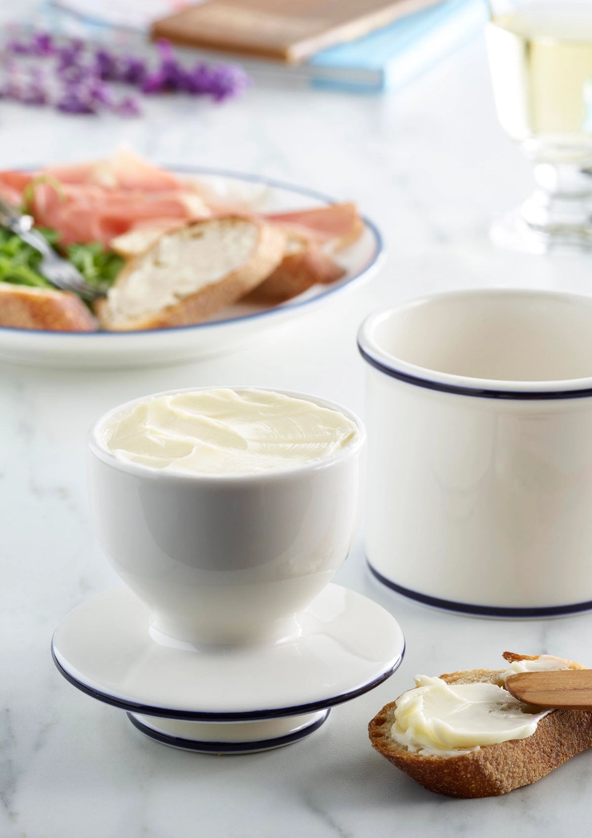 The Original Butter Bell Crock | Le Bistro Blue Trim