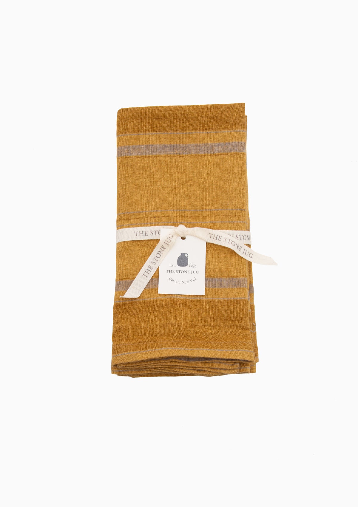 Pumpkin Stripe 100% Stone Washed Linen Napkin, Set Of 4