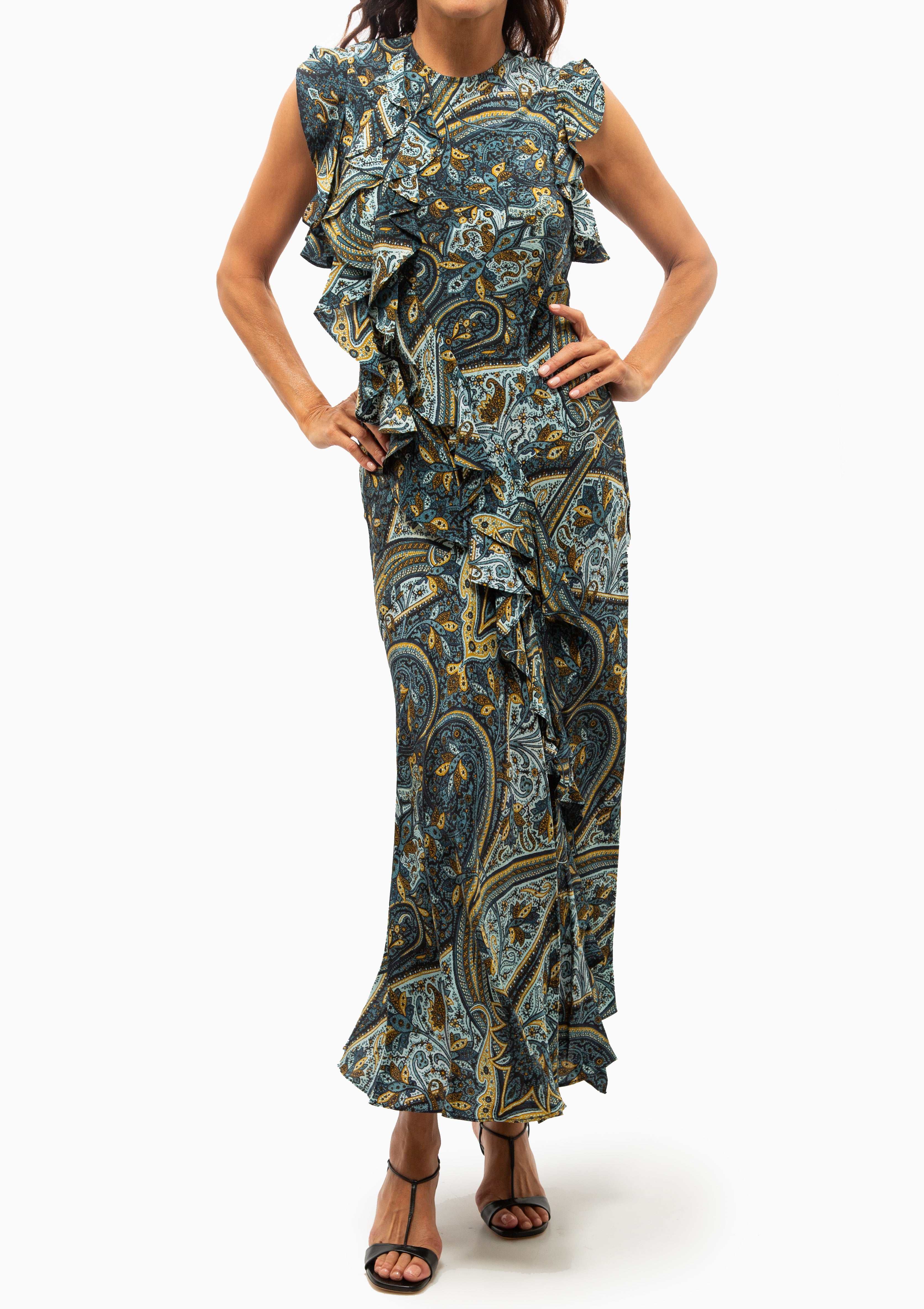 Ameline Sleeveless Silk Dress | Prussian