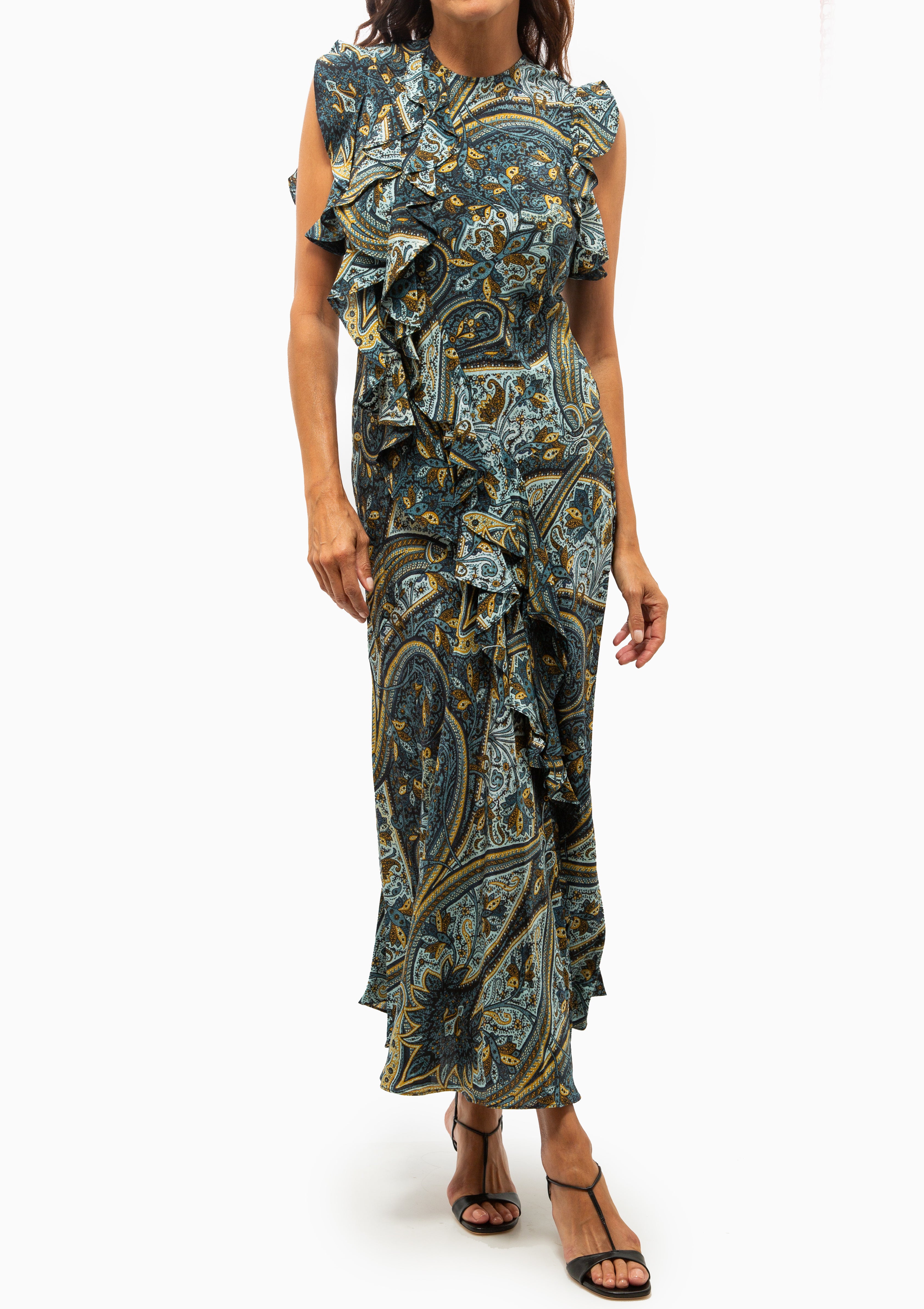 Ameline Sleeveless Silk Dress | Prussian