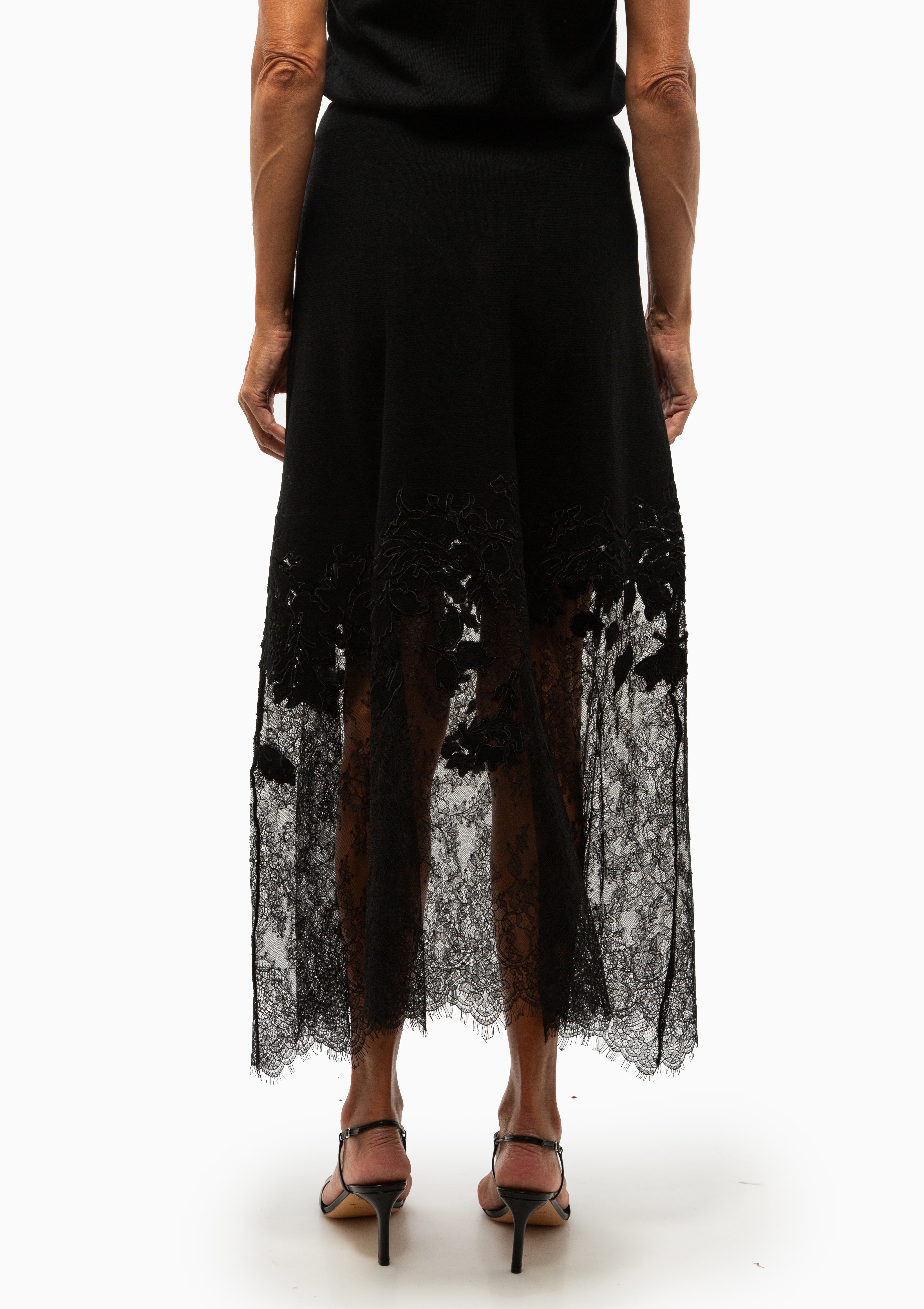 Josina Lace Midi Skirt | Noir