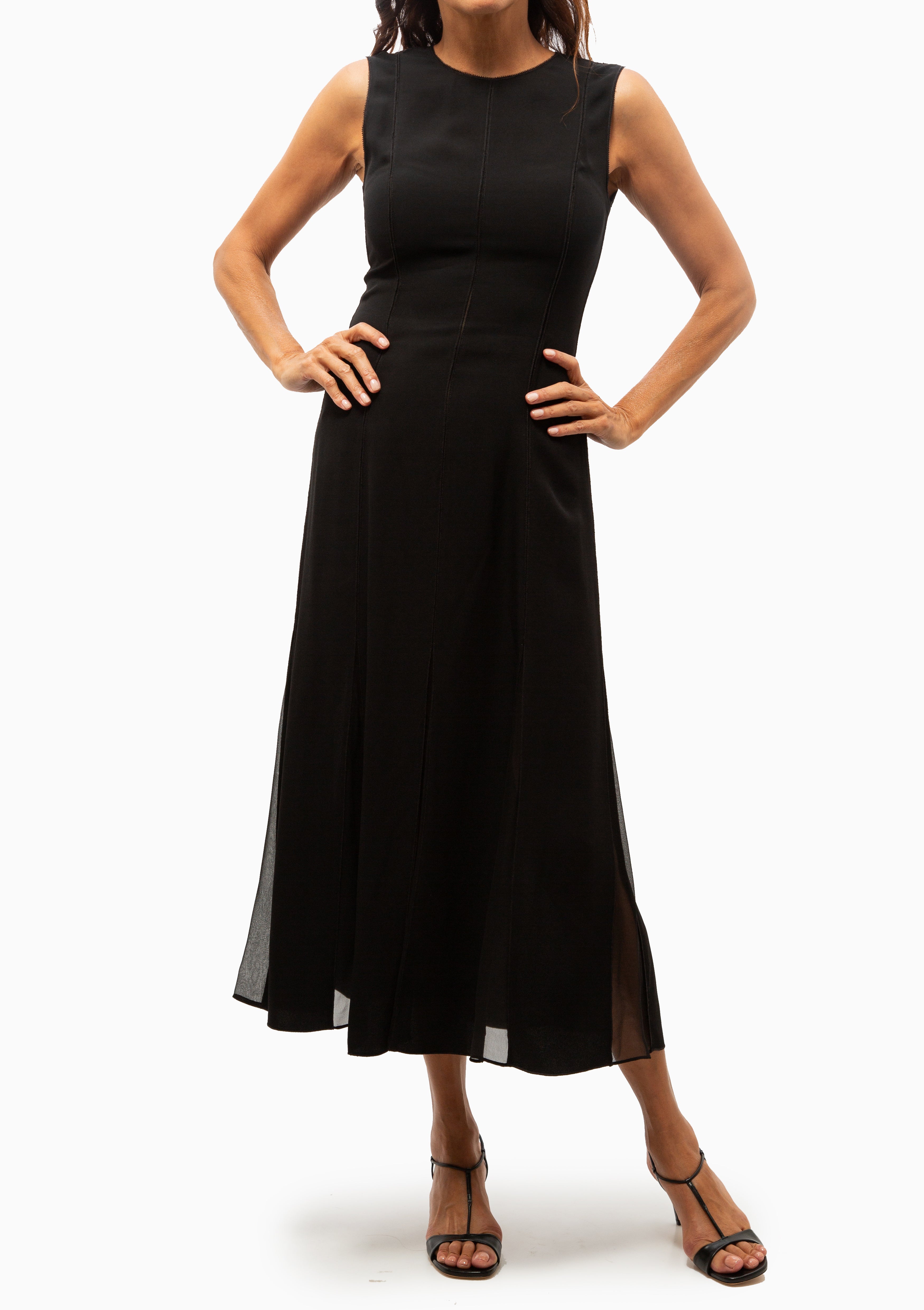 Laure Sleeveless Midi Dress | Noir