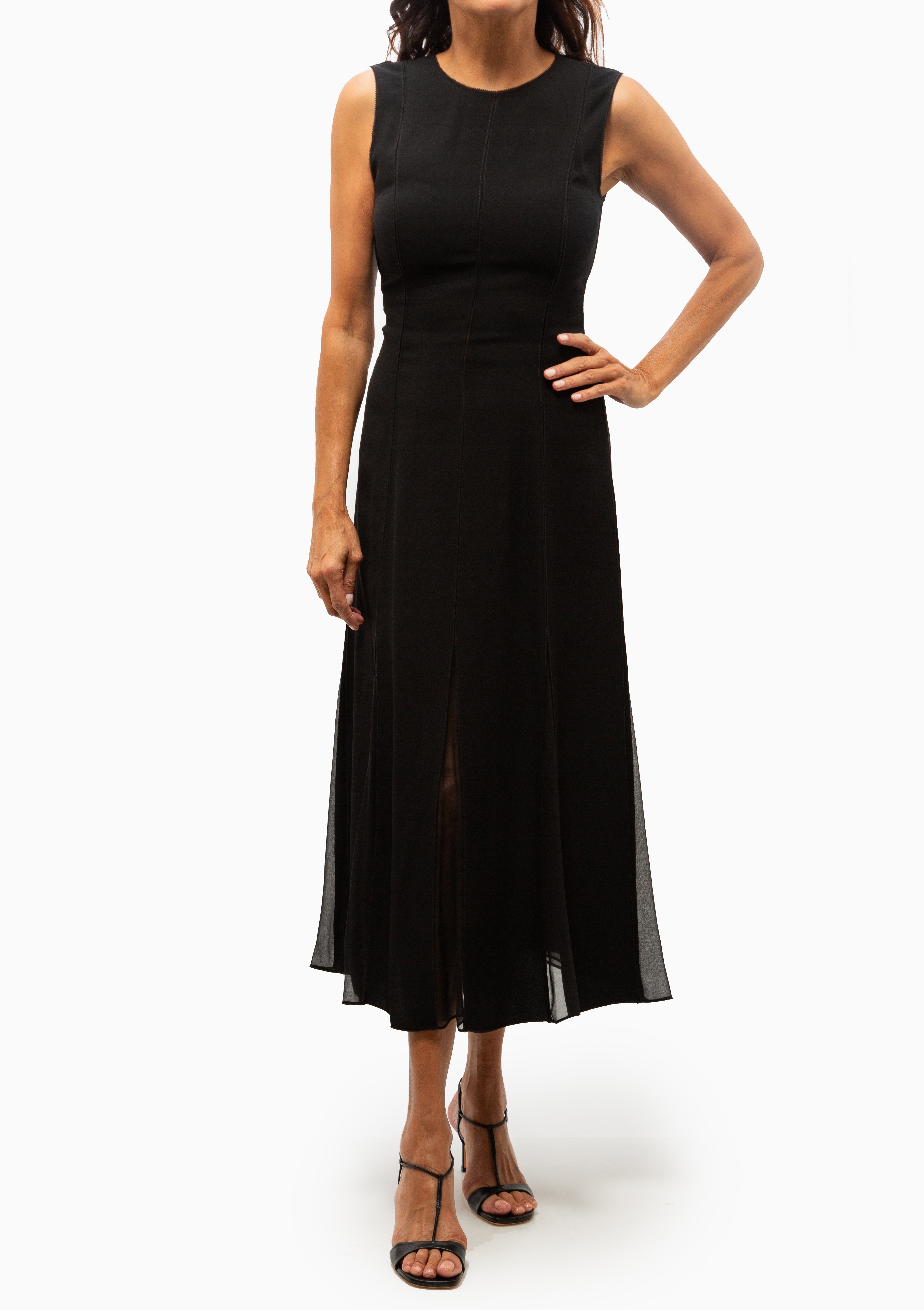Laure Sleeveless Midi Dress | Noir