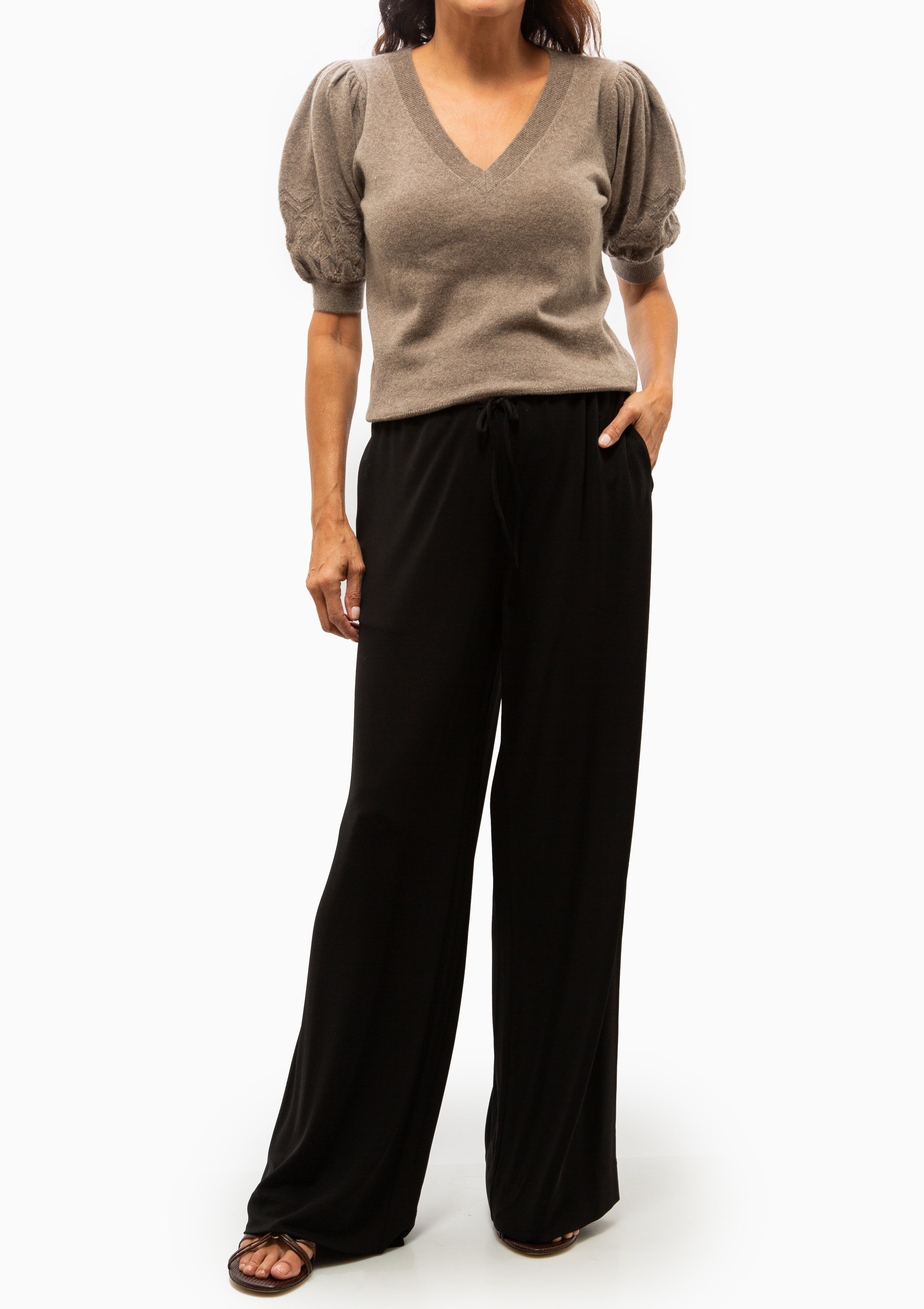 Reina Puff Cashmere Top | Driftwood