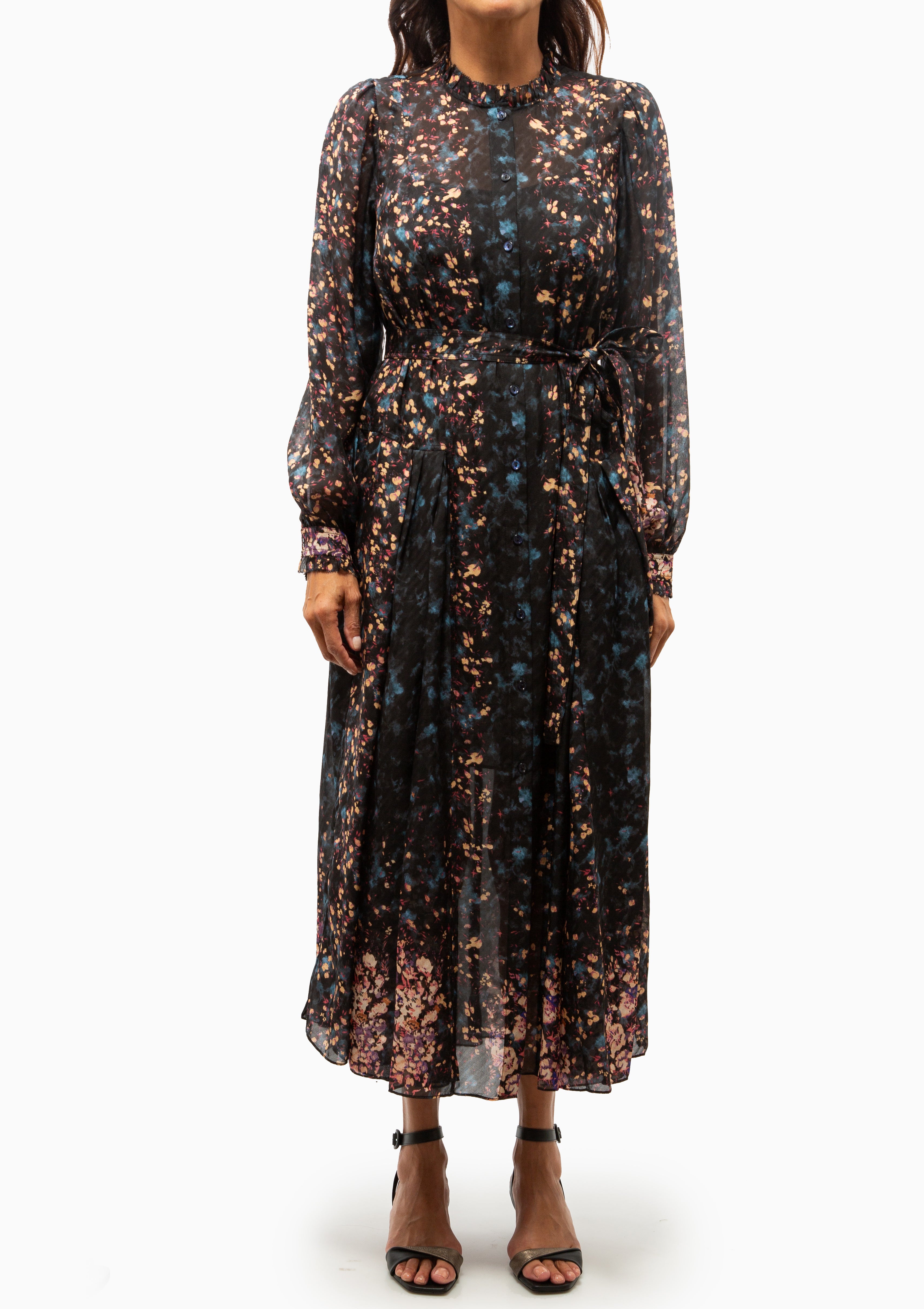 Tessa Long Sleeve Silk Dress | Eclipse