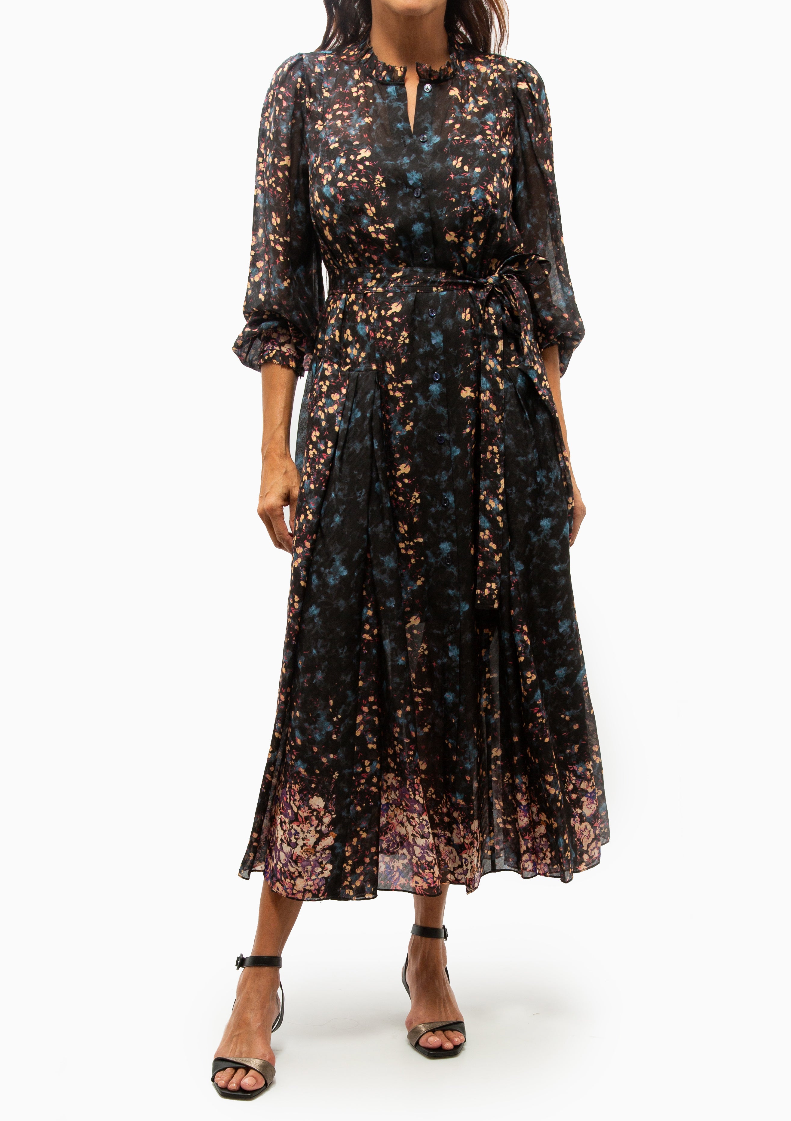 Tessa Long Sleeve Silk Dress | Eclipse