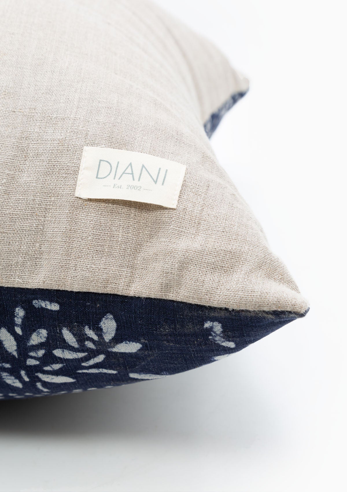 Vintage Asian-Inspired Indigo Block Print Cushion | 23"x38"