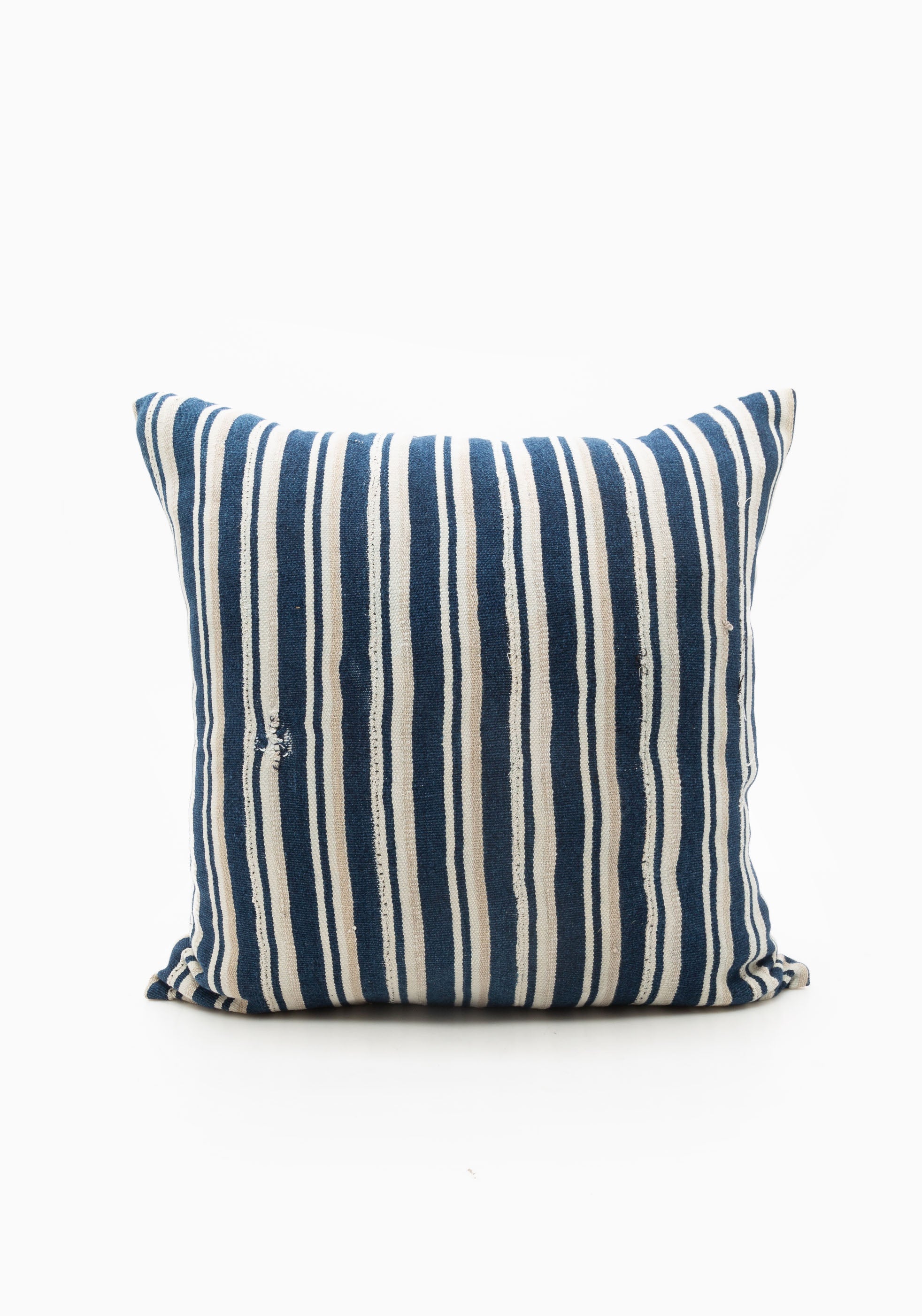 Vintage Blue/Taupe/Ivory Stripe Cushion | 20"x20"