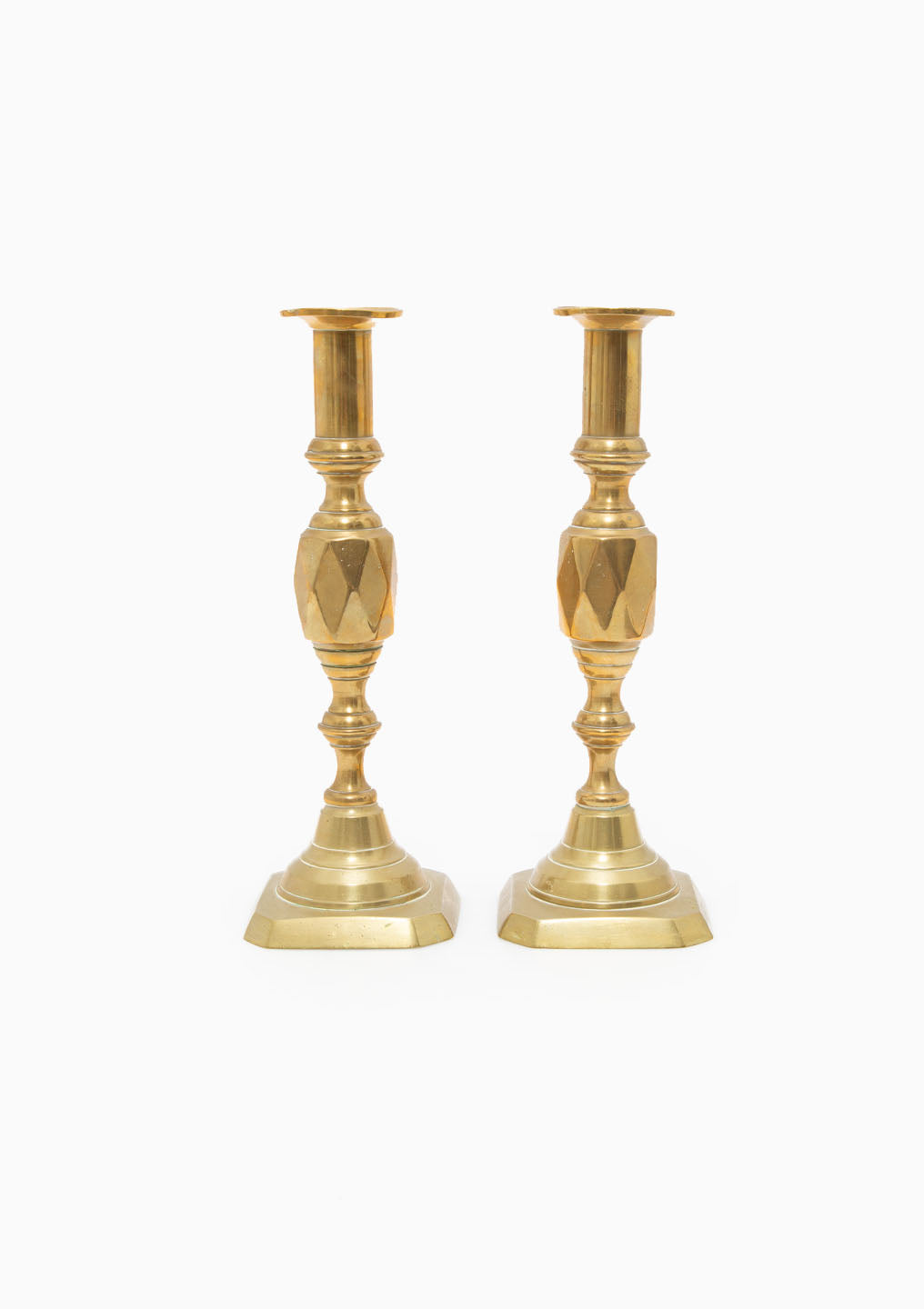 Vintage Brass Candlesticks Pair 4 | 10.5"