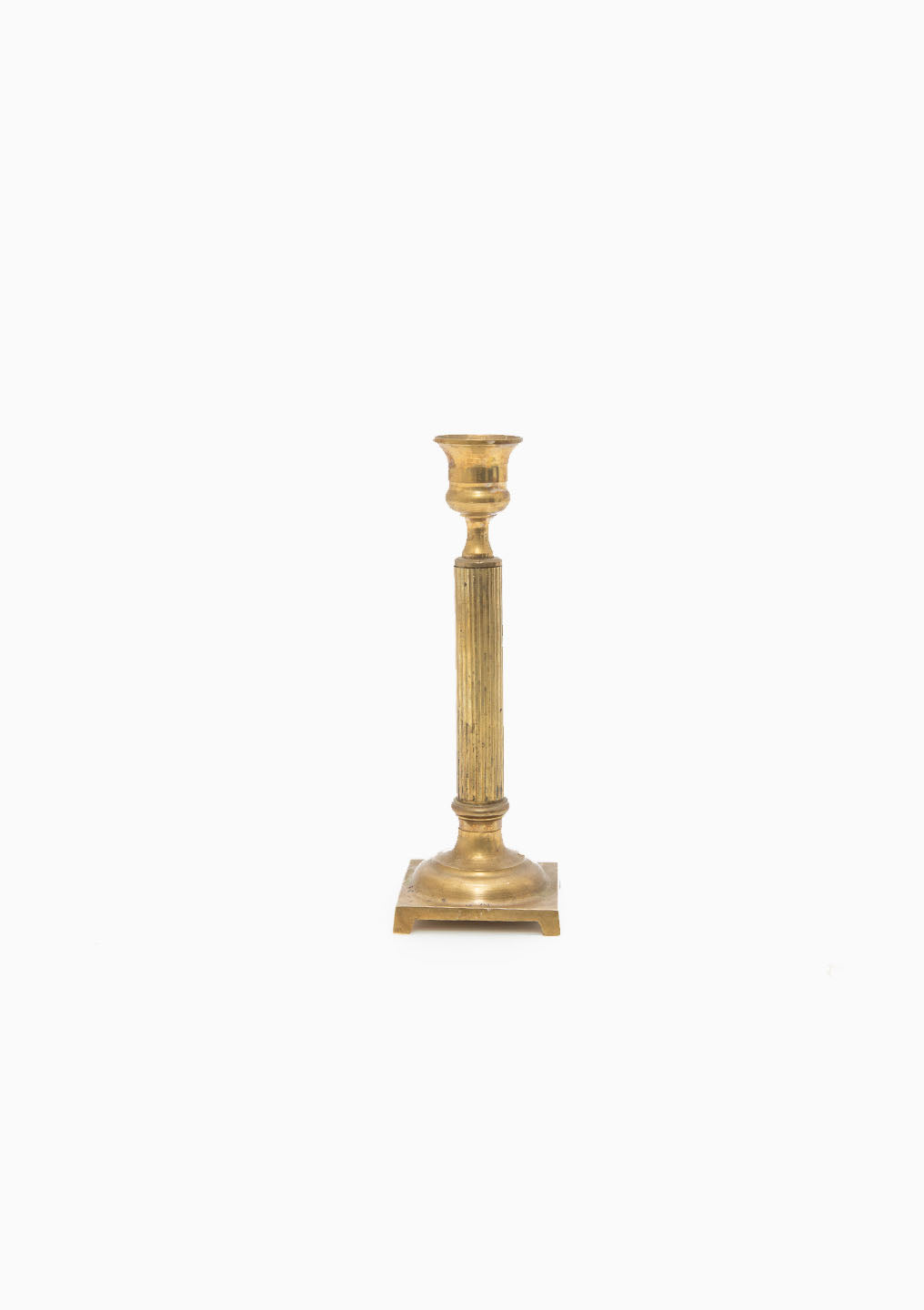 Vintage Brass Ribbed Candlestick Single | 7.25"