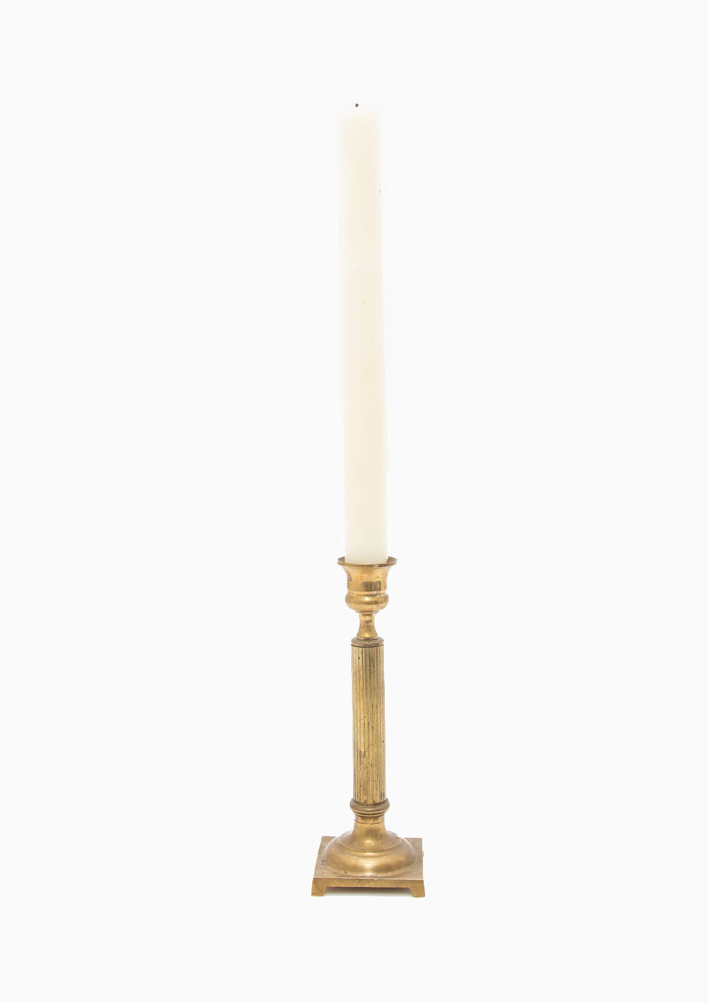 Vintage Brass Ribbed Candlestick Single | 7.25"