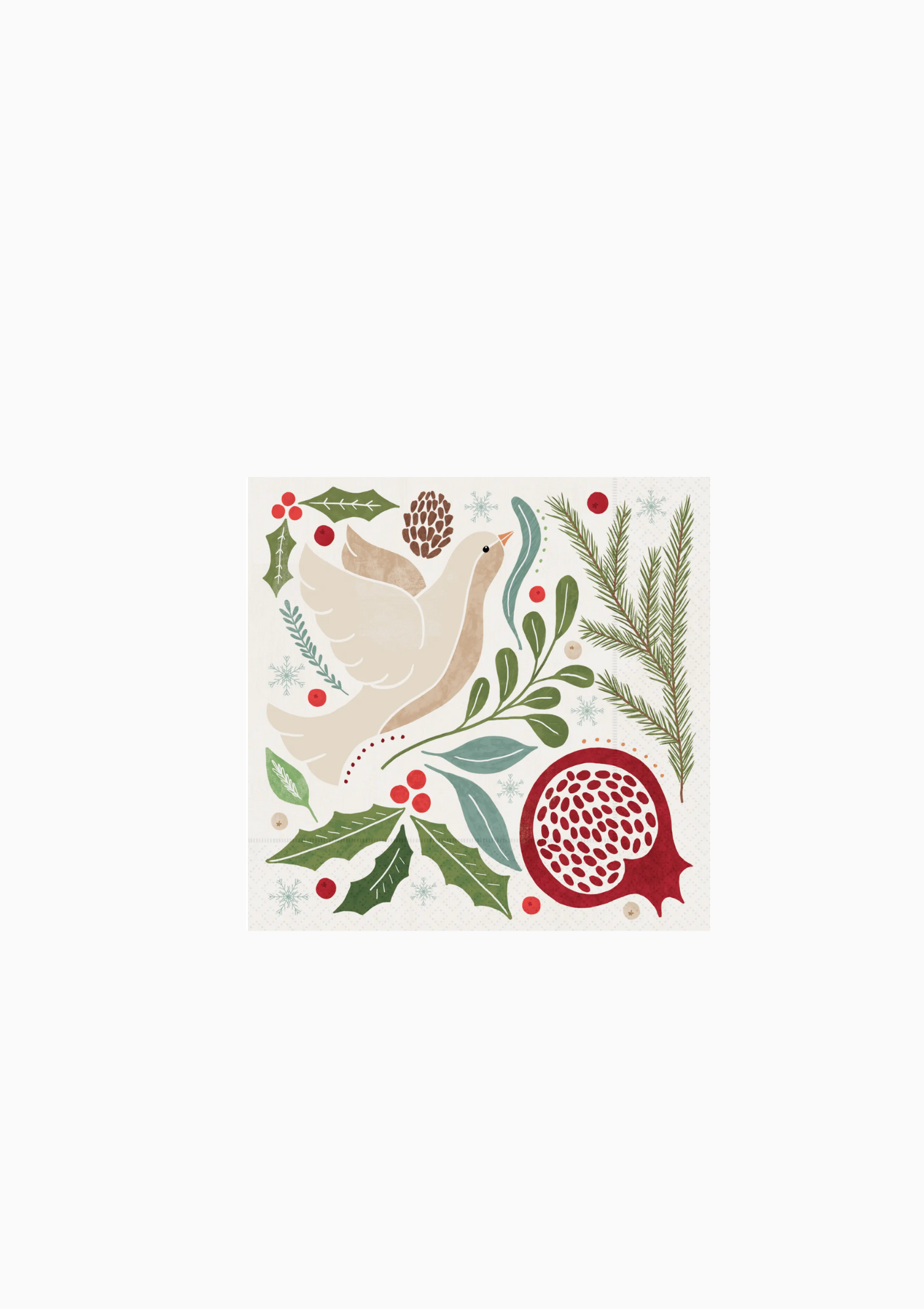Winter Berry Dove Christmas Cocktail Napkin | Pack Of 20