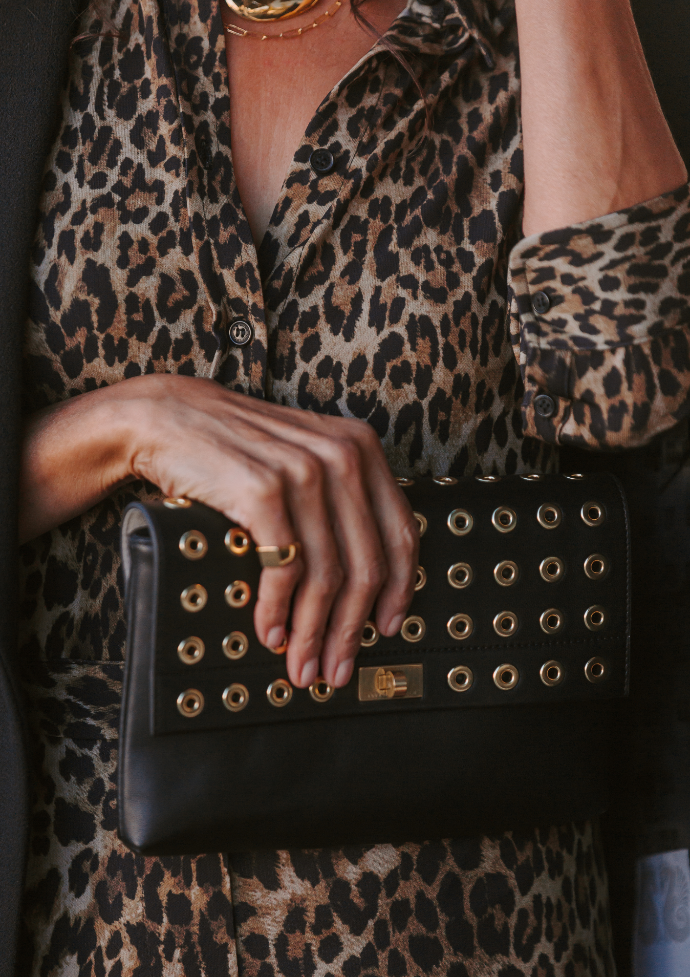 Valorie Eyelet Clutch | Nappa Black