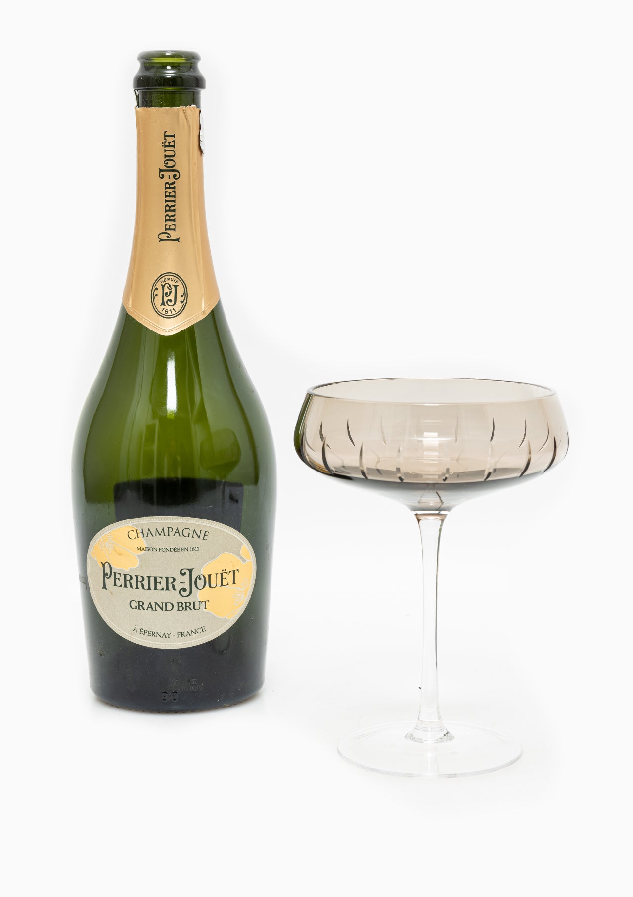 Crystal Champagne Coupe Single Cut | Smoke