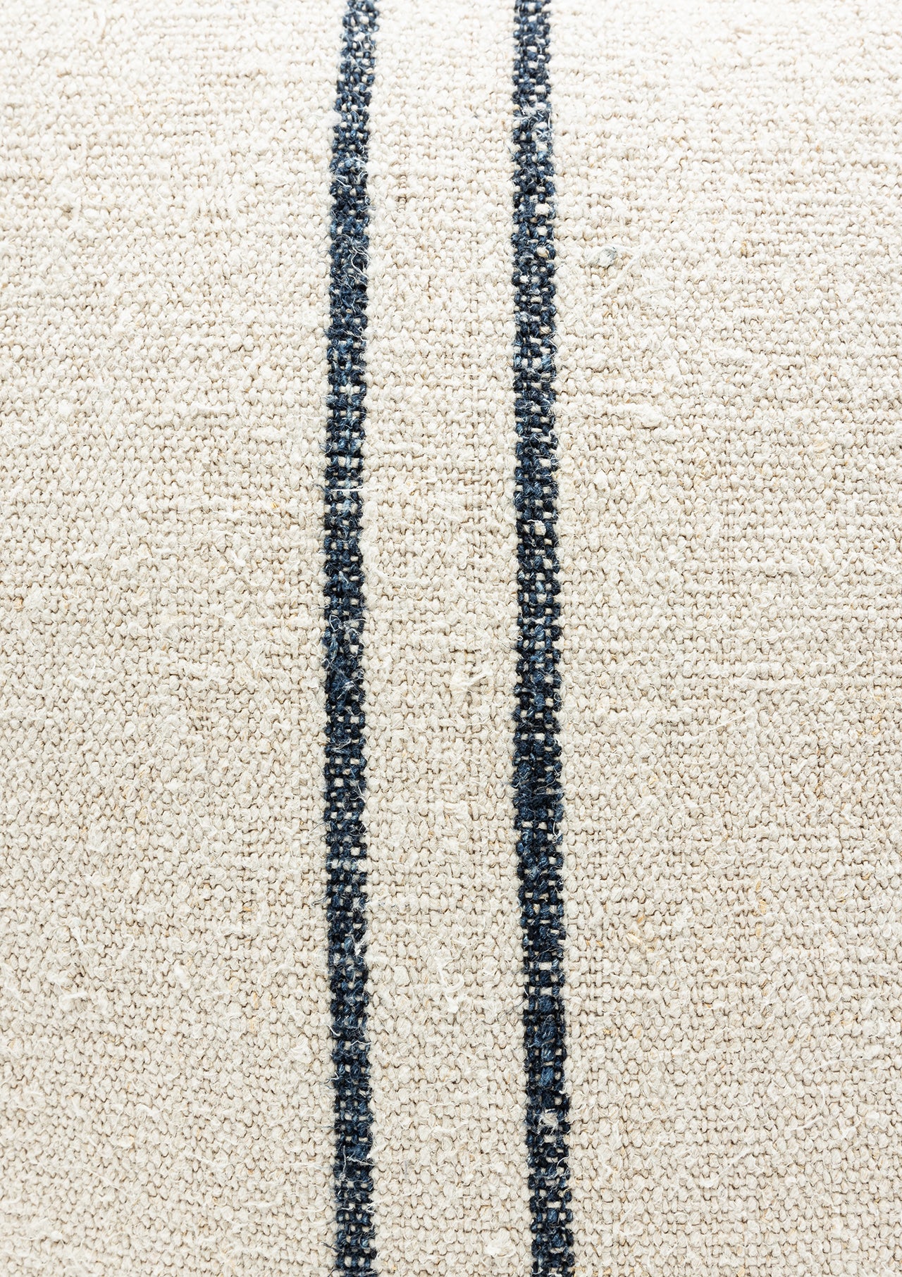 Dark Navy Double Stripe Grain Sack Cushion, 22"x22"