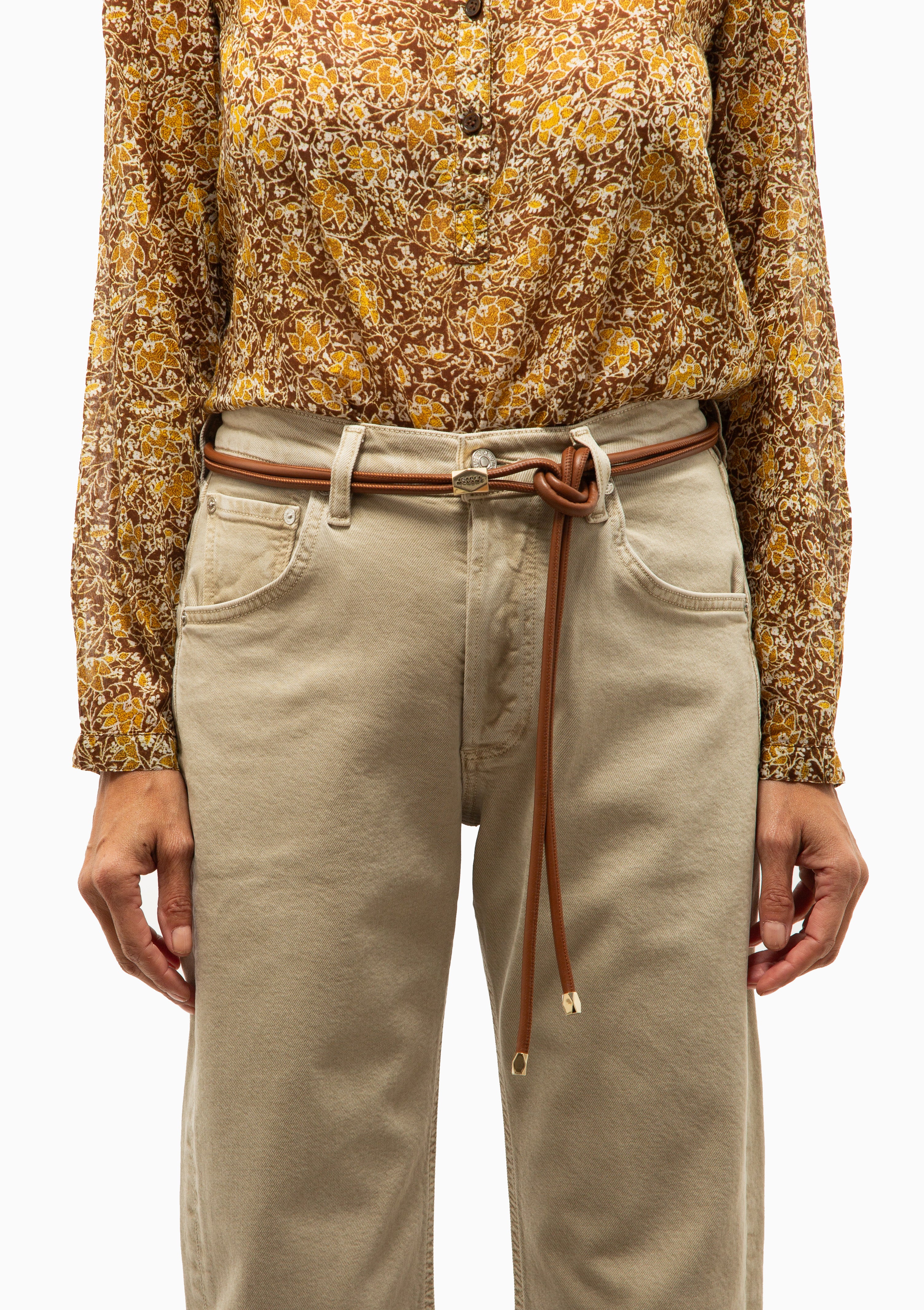 Silvia Belt | Cognac/Gold