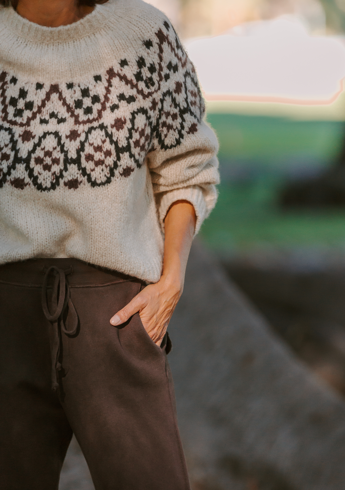 Chrissy Sweater | Beige Melange Fair Isle