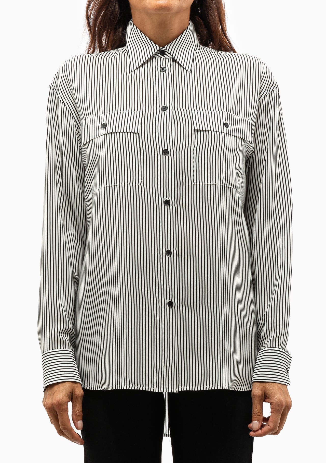 Ellias Shirt | White/Black Stripe