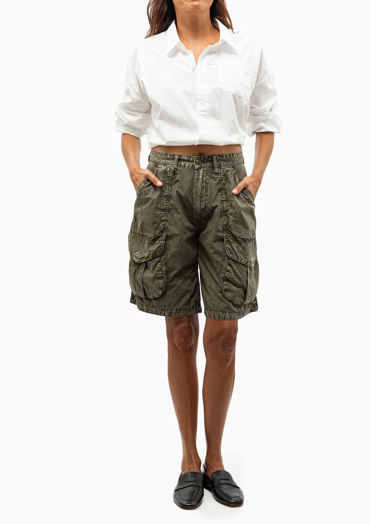 Multipocket Relaxed Shorts | Olive Garment Dye