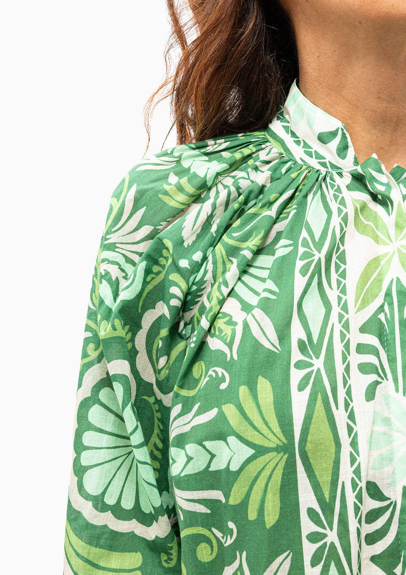 Gathered Blouse | Green Tile