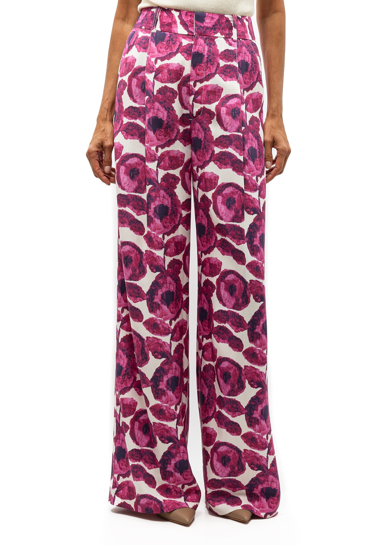 Pleated Trouser | Begonia Floral