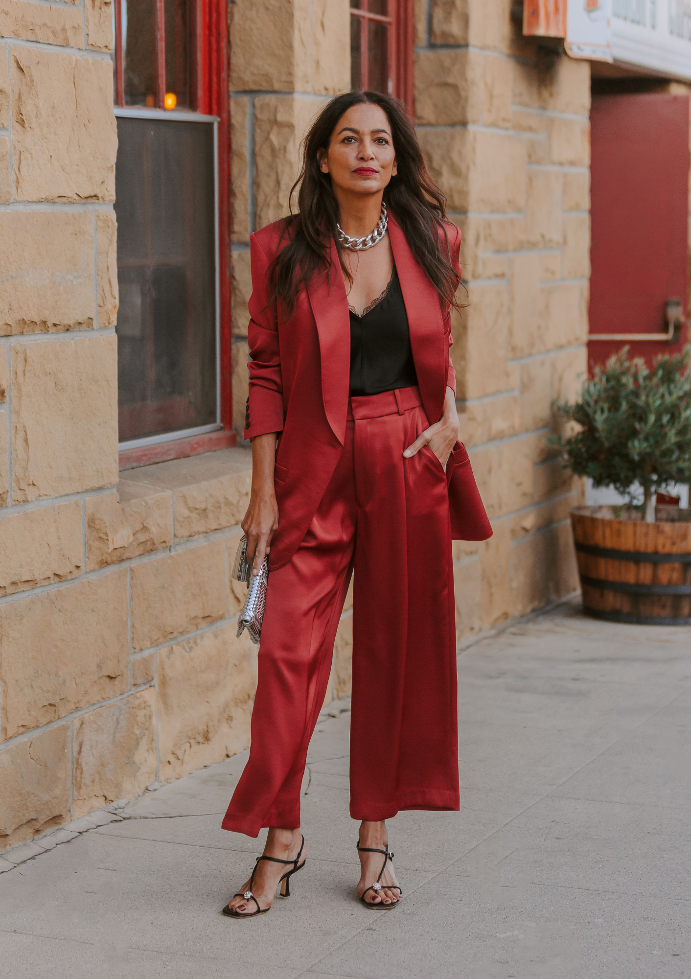 Cropped Pleated Trouser | Crimson