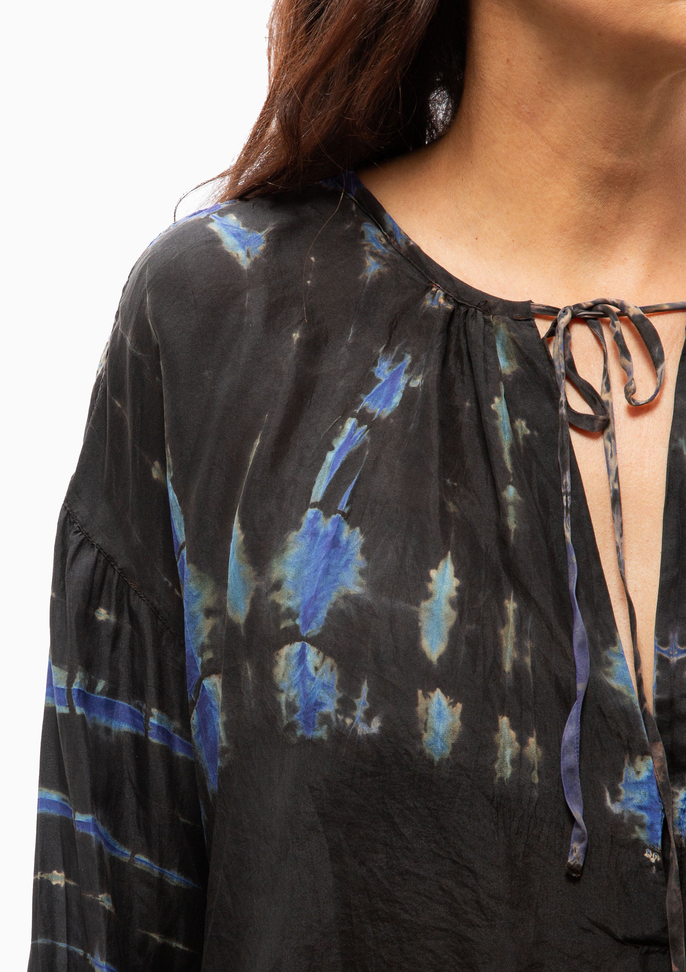 Silk Medley Poet Blouse | Black
