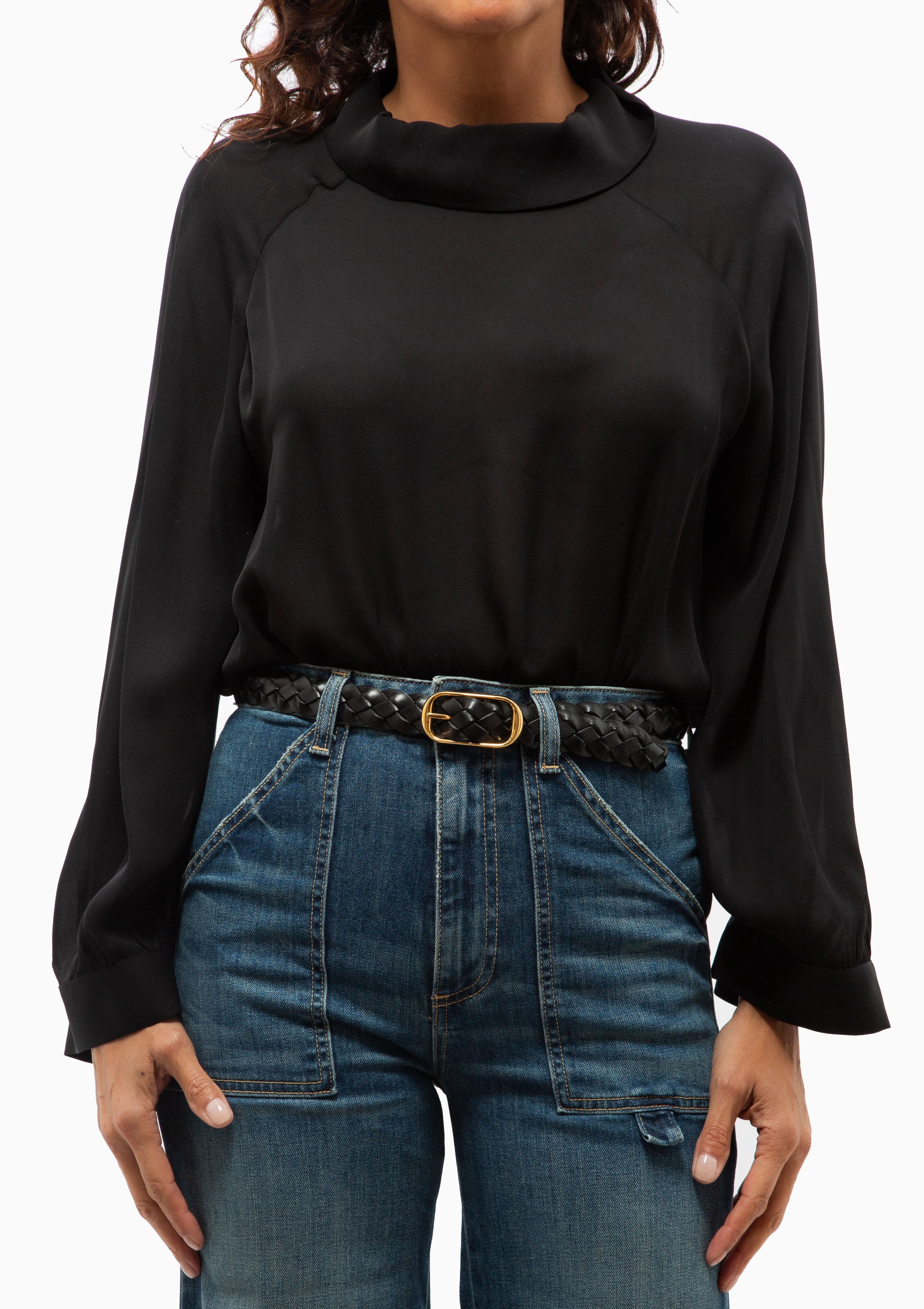 Nili Lotan Eliana top in black. Available at Diani.