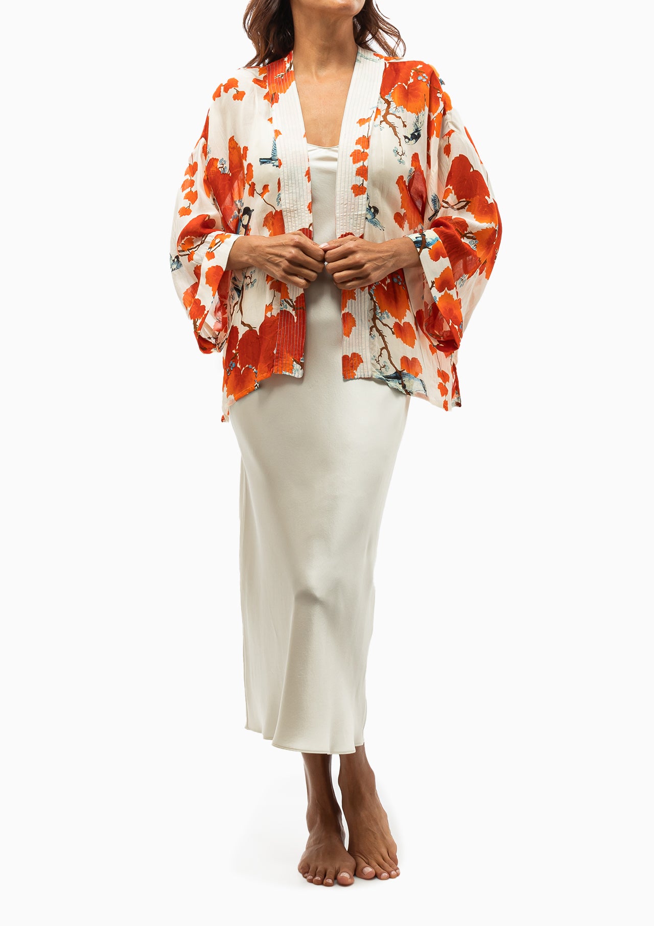 Blossom Branch Short Kimono | Red