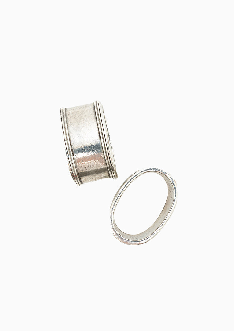 Vintage Smooth Oval Pewter Napkin Ring | Set of 2