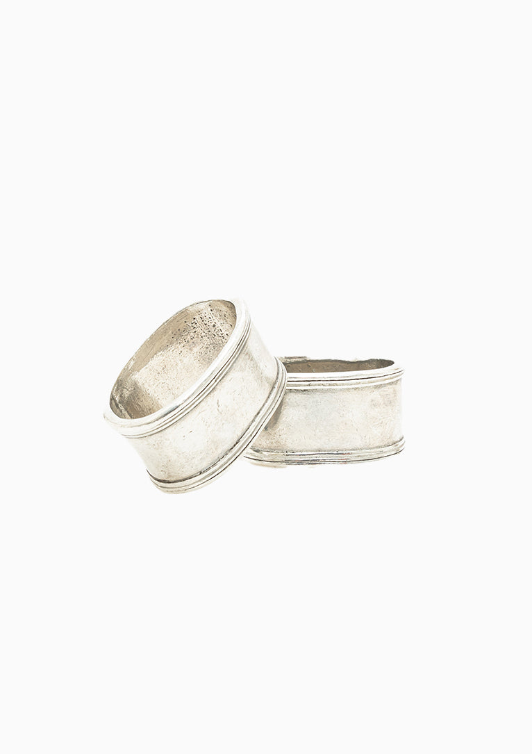 Vintage Smooth Oval Pewter Napkin Ring | Set of 2