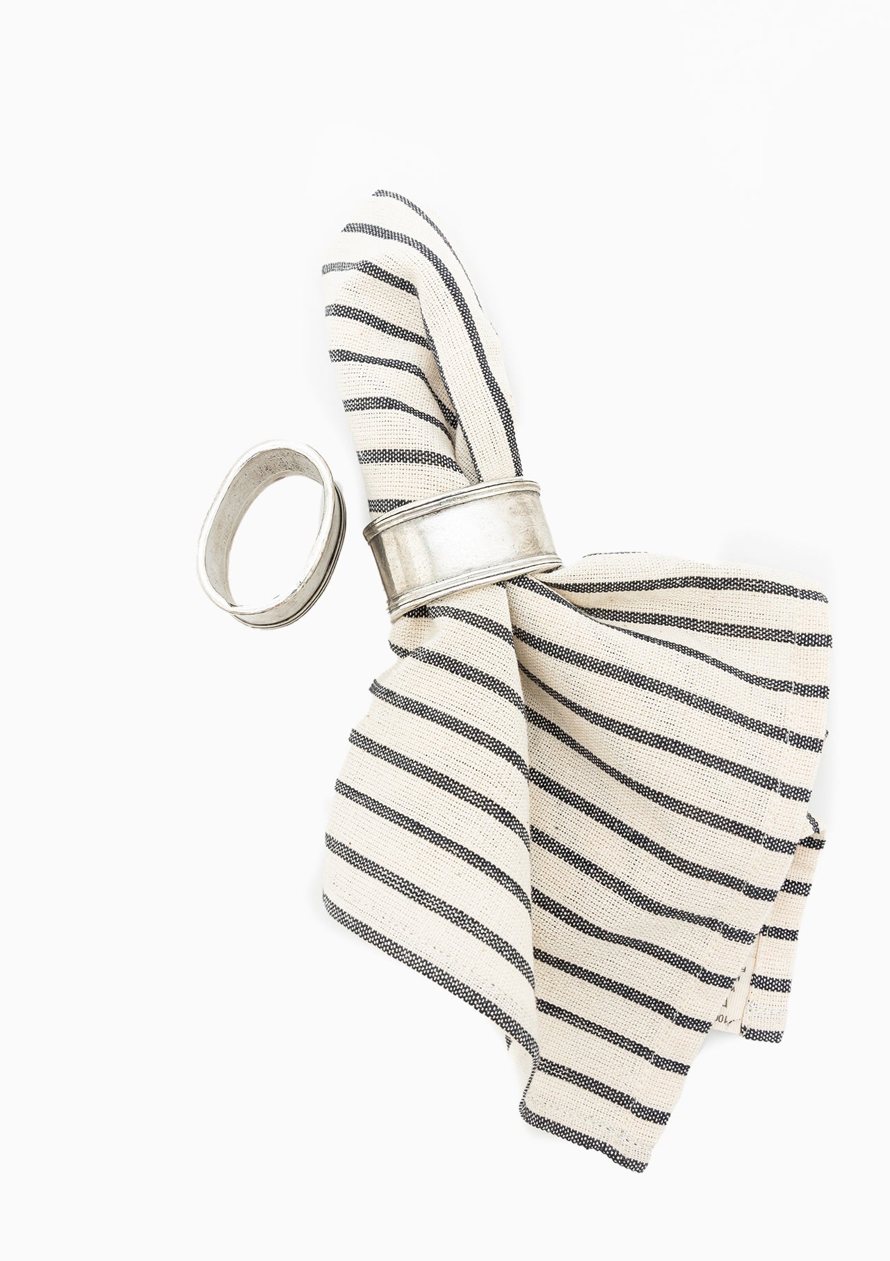 Vintage Smooth Oval Pewter Napkin Ring | Set of 2