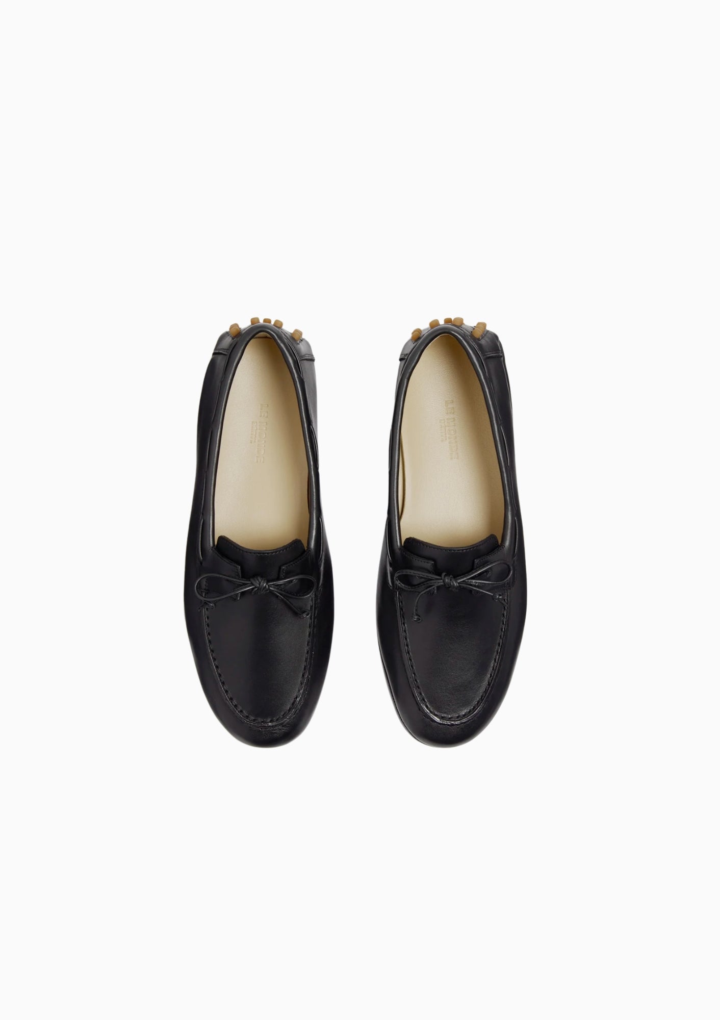 Driver Moccasin | Black Leather by Le Monde Beryl, available at Diani