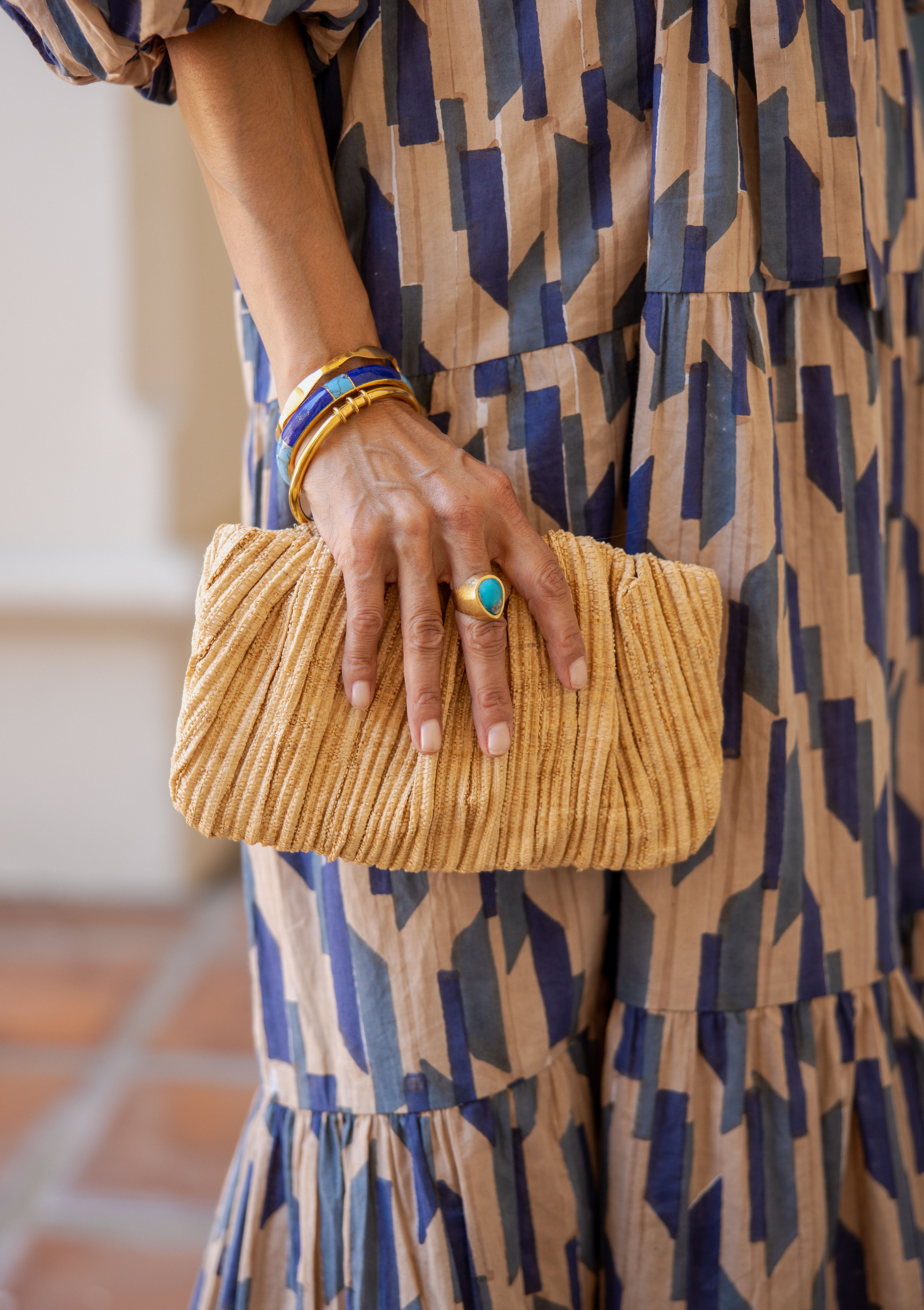 Brit Flat Pleated Pouch | Natural
