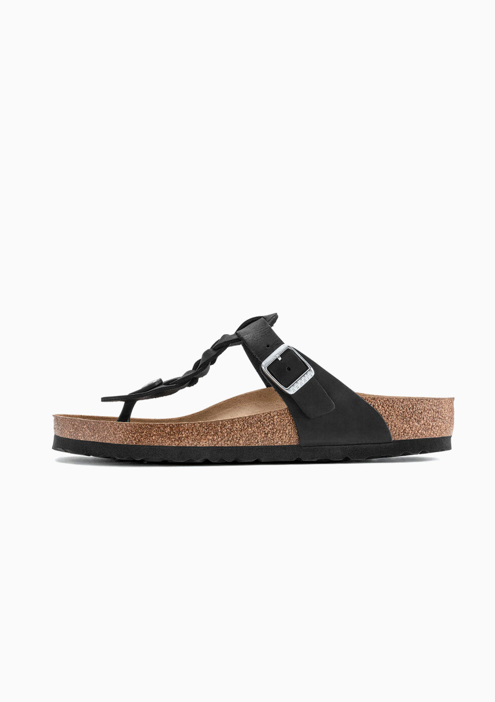 Gizeh Braid Sandal | Black Oiled Leather