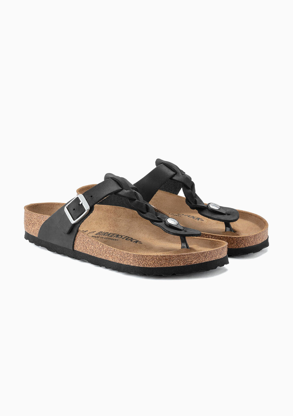 Gizeh Braid Sandal | Black Oiled Leather