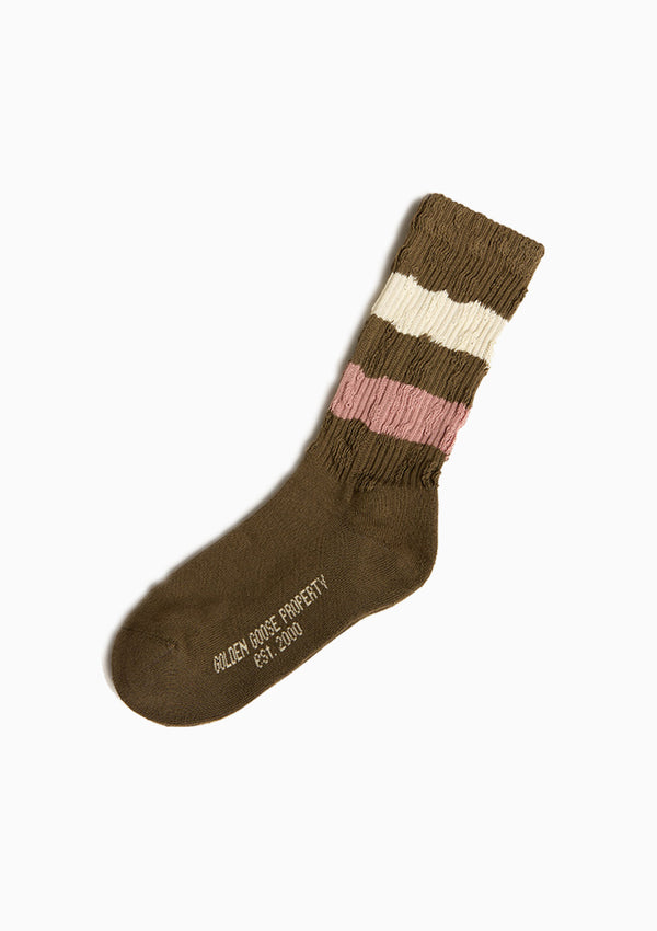 High Ribbed Two-Tone Stripe Socks | Kalamata/Multi