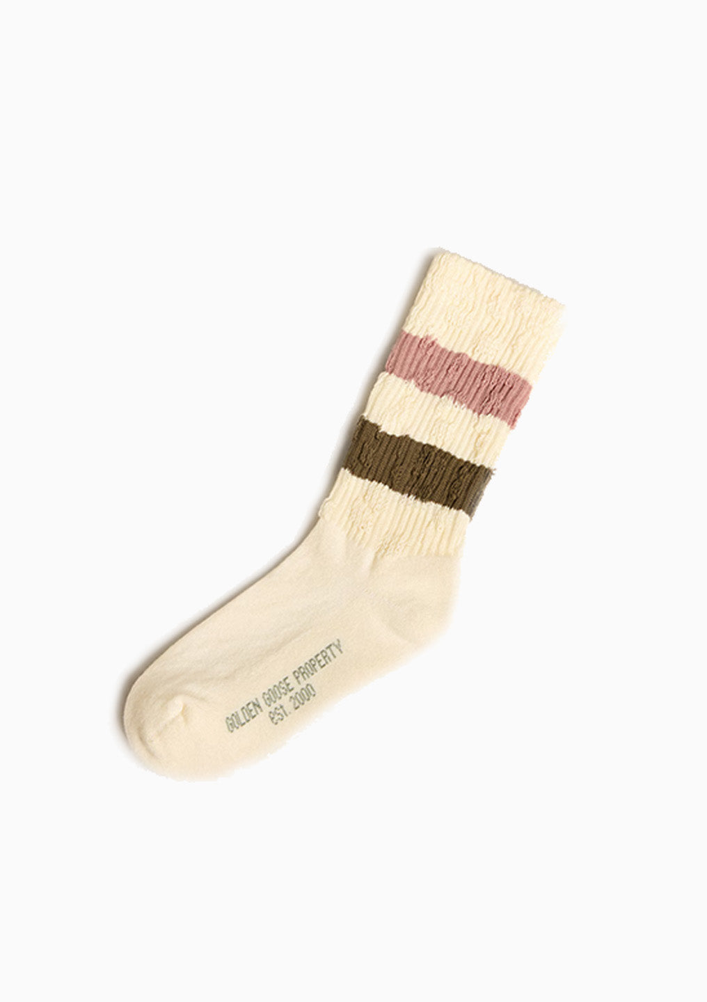 Distressed Details Stripe Socks, White | Multi