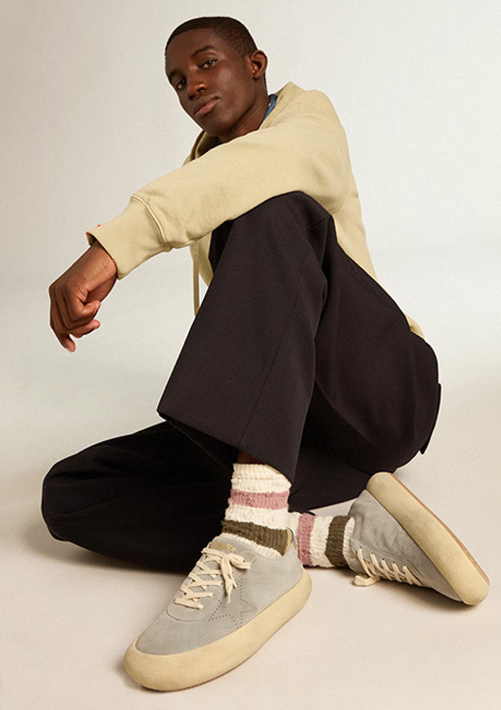 Distressed Details Stripe Socks, White | Multi