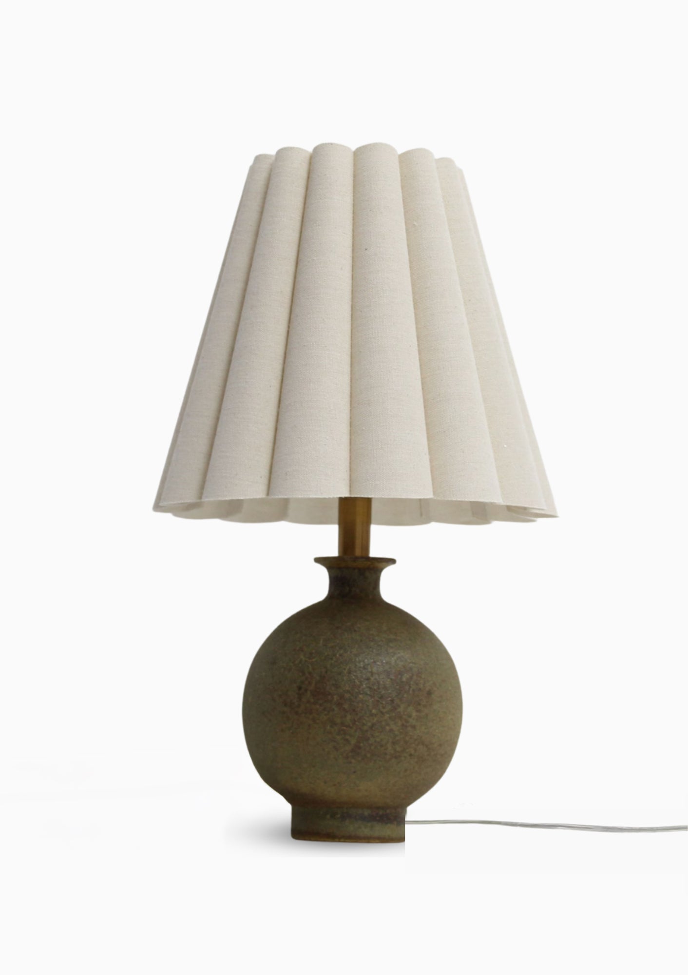 Handmade Duzy Lampshade & Ceramic Base | Light Burlap/Copper