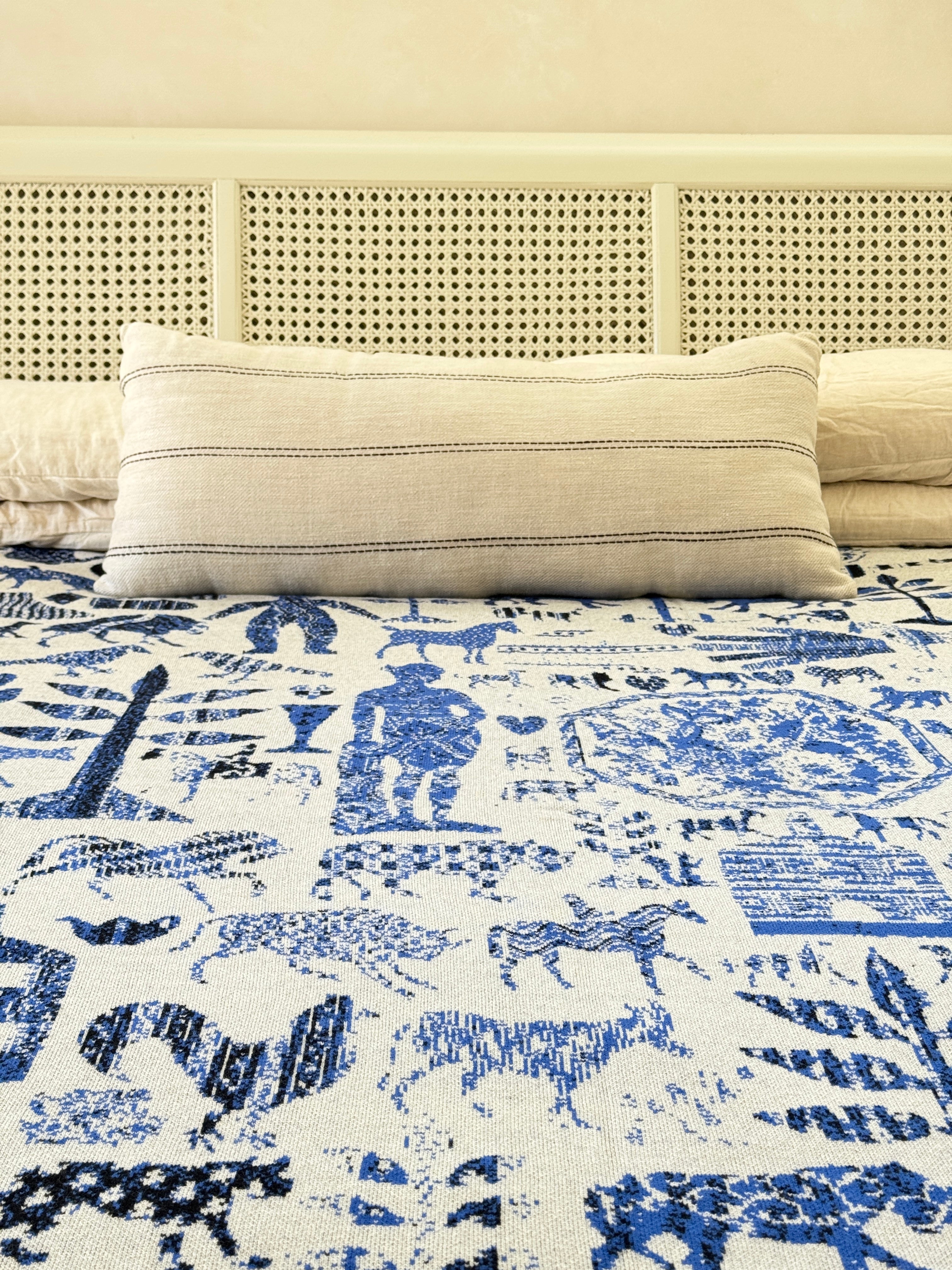 Applique Throw | Cobalt, 51"x71"
