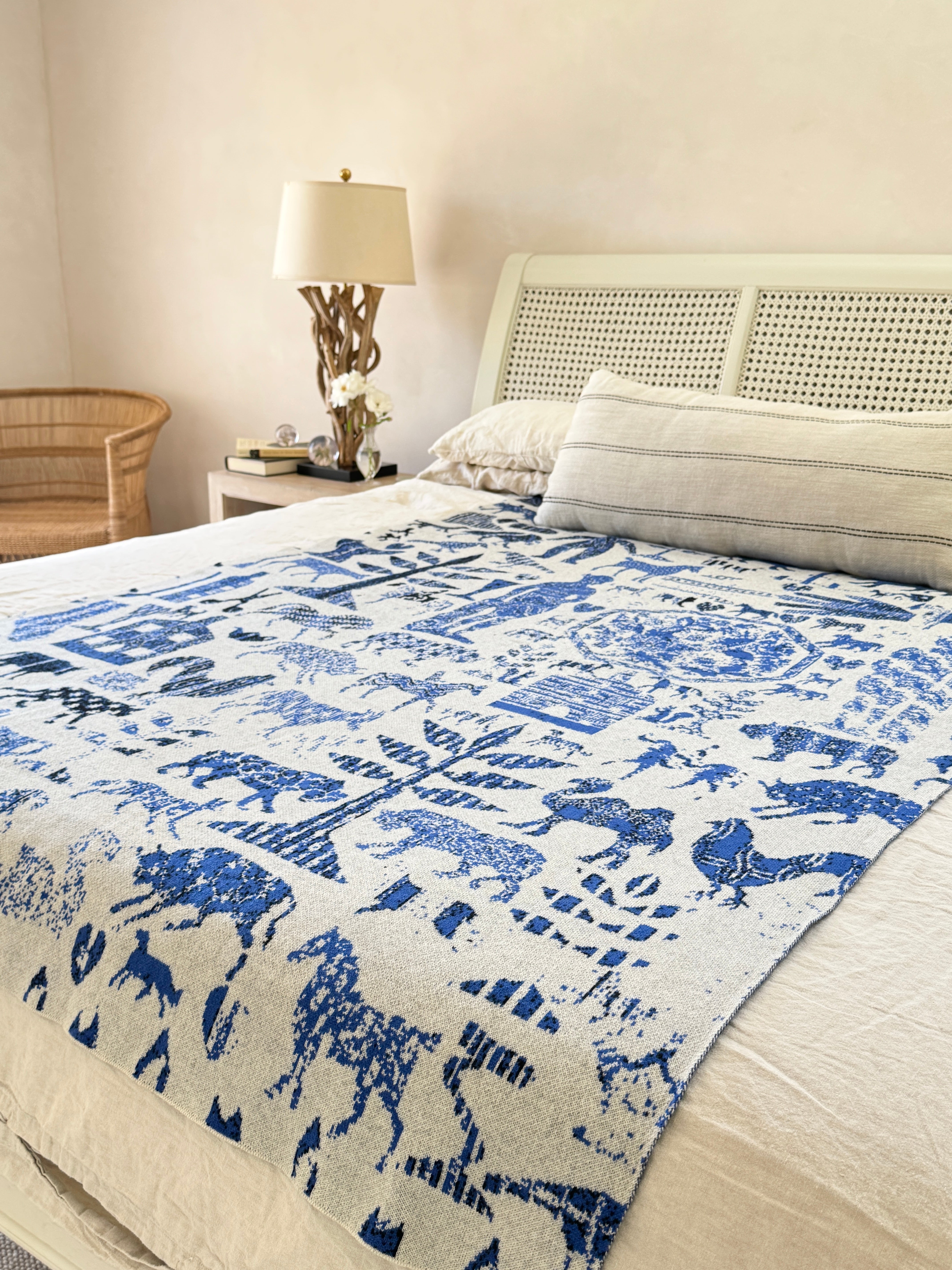 Applique Throw | Cobalt, 51"x71"