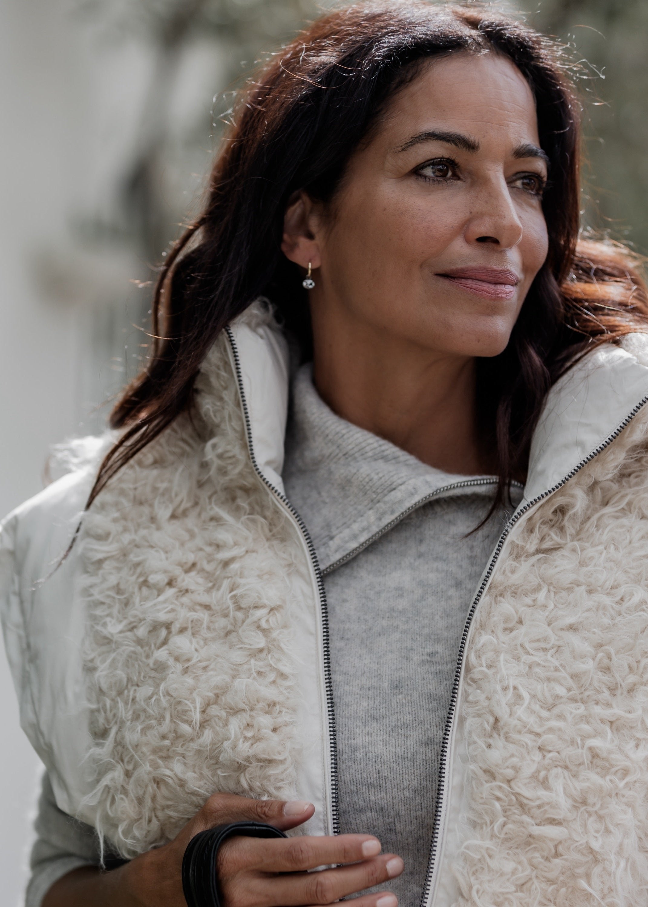 14K Orbit Hoops | White Topaz & Black Rhodium